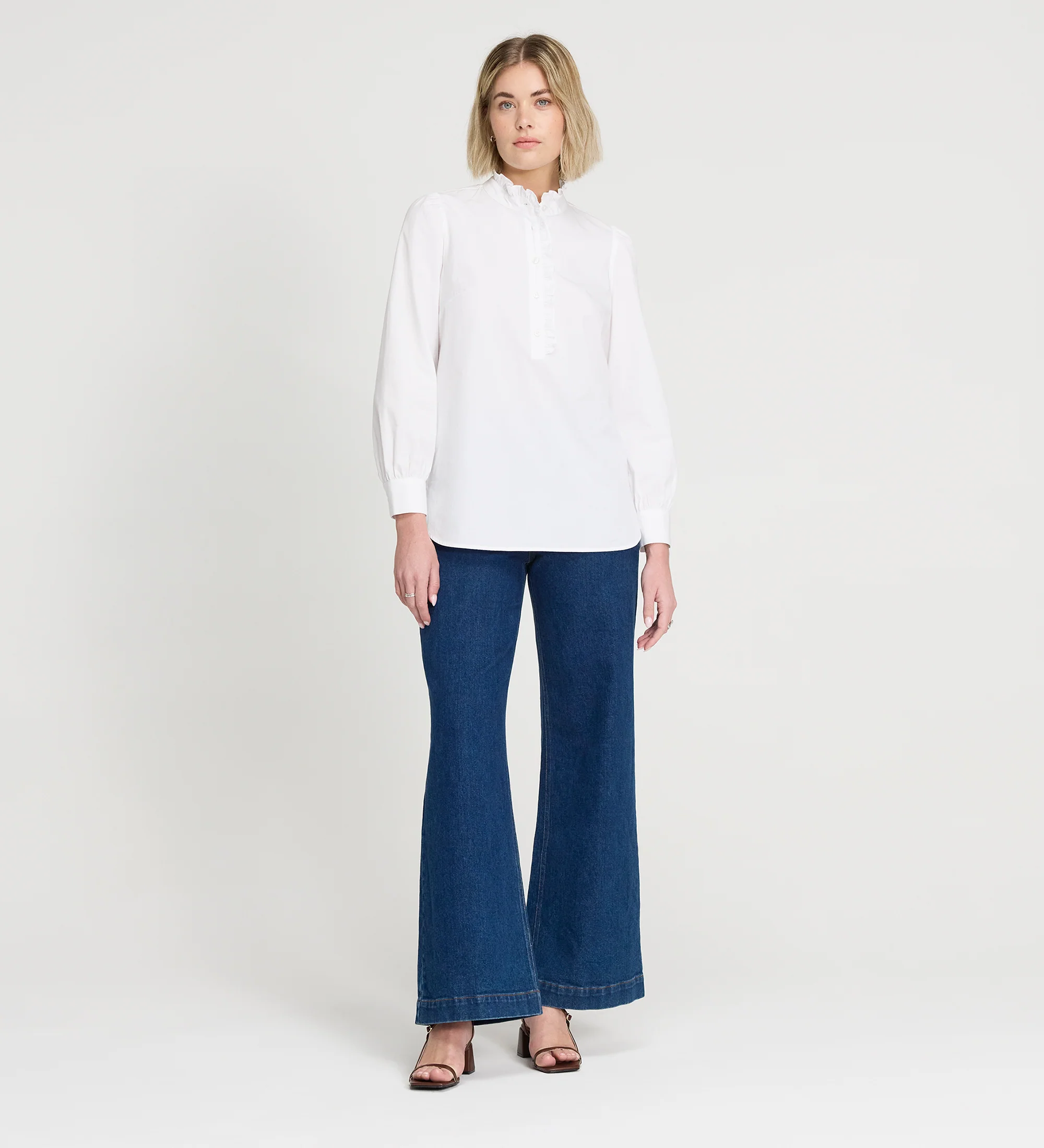 Elizabeth White Cotton Ruffle Detail Shirt - Image 5