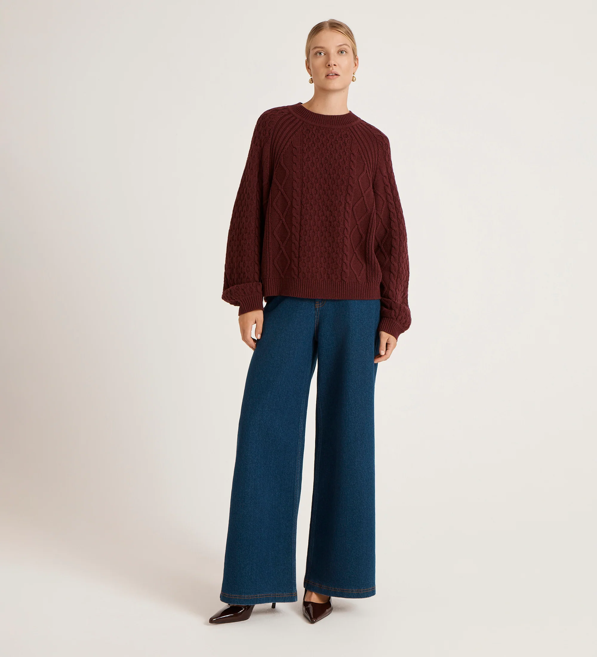 Ellie Burgundy Knitted Jumper - Image 2