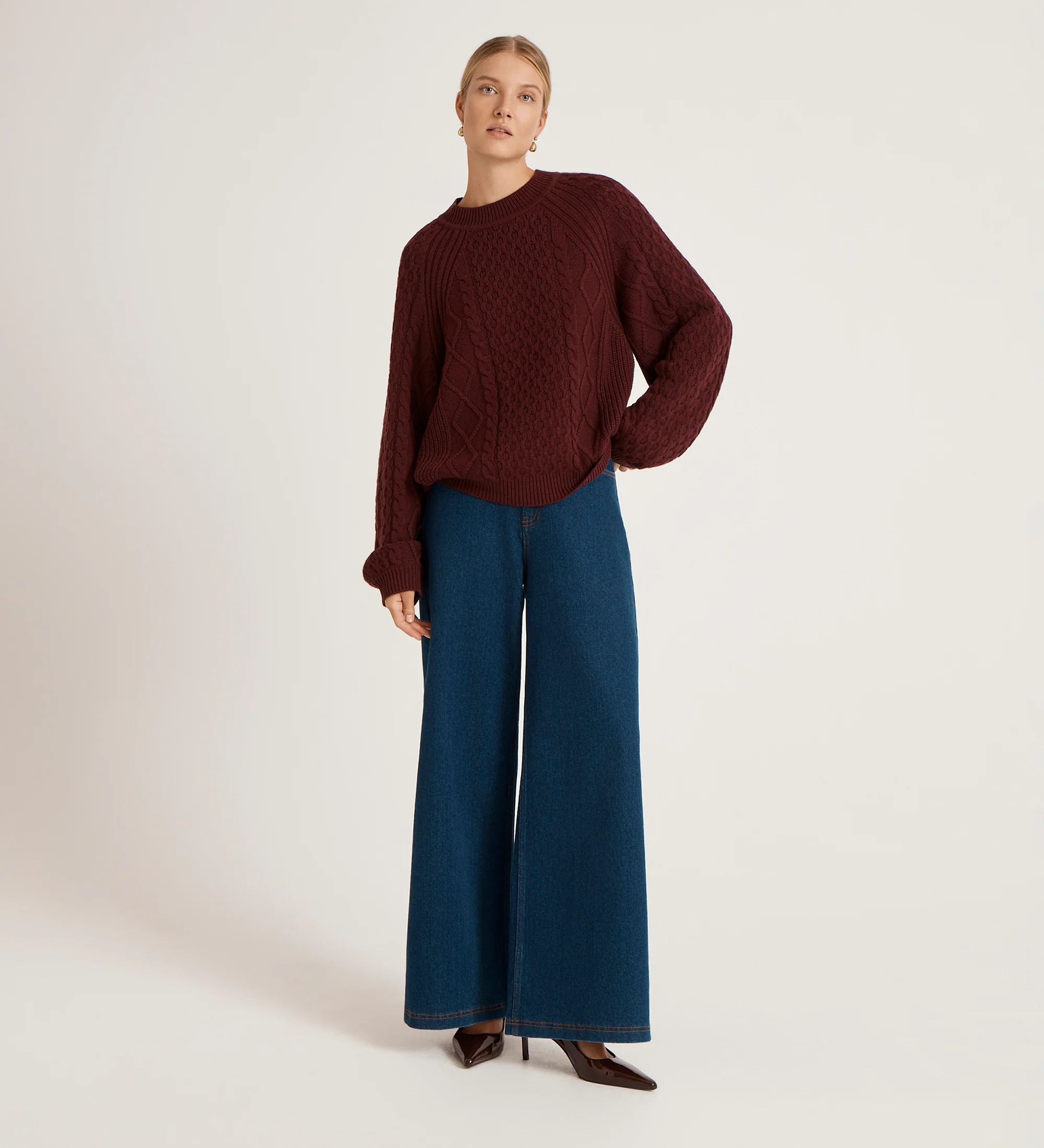 Ellie Burgundy Knitted Jumper - Image 3