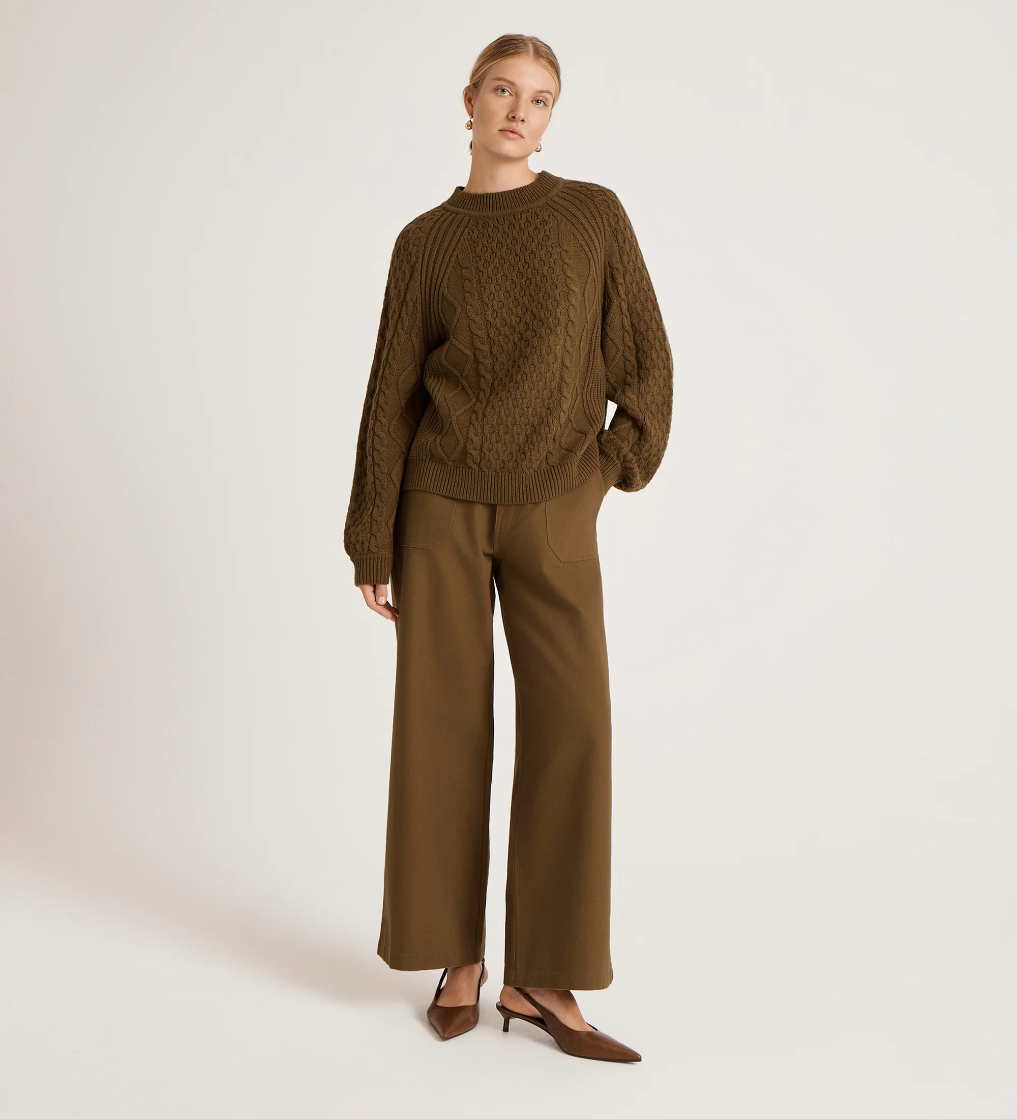 Ellie Khaki Knitted Jumper - Image 2