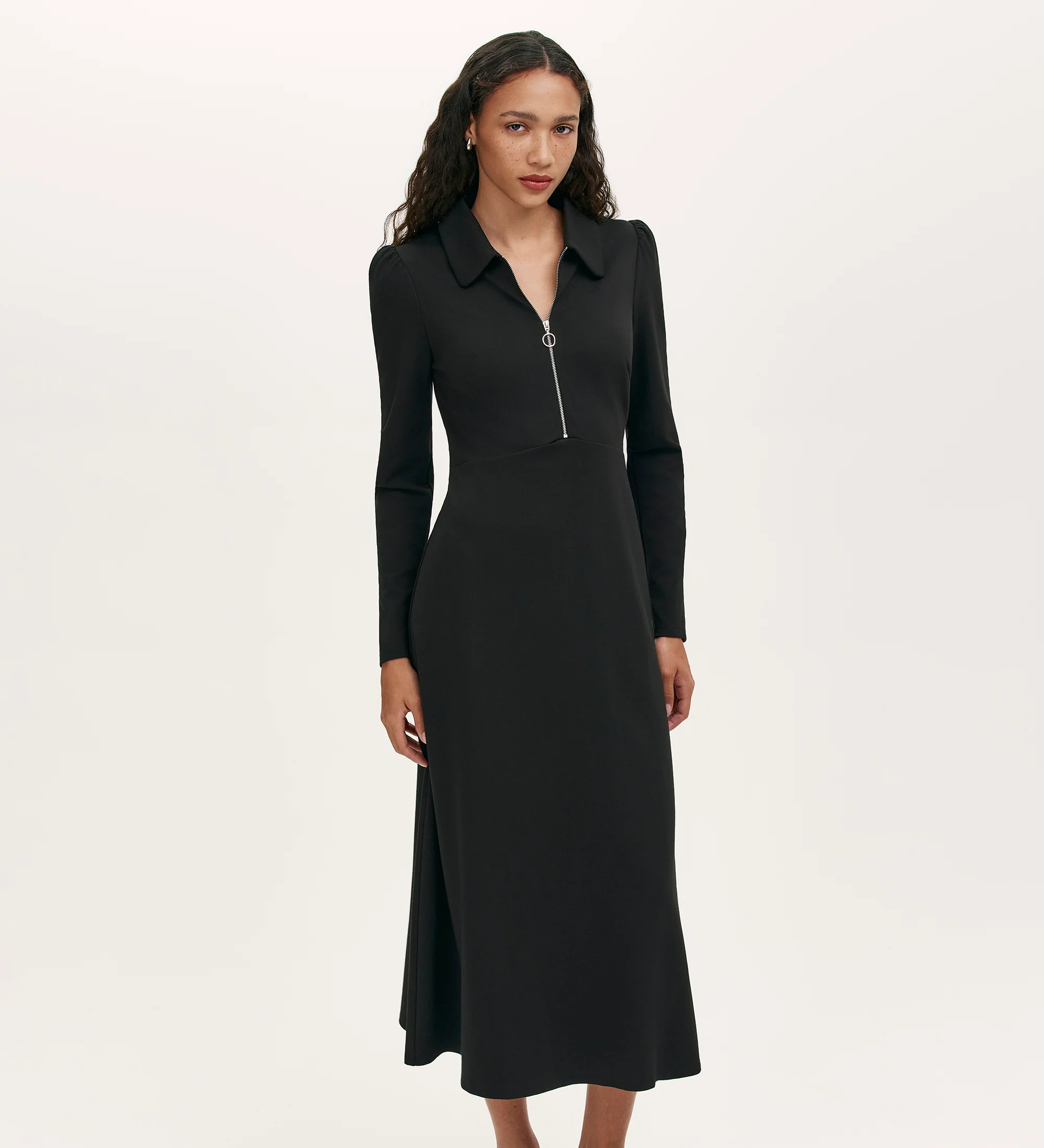 Elvira Black Jersey Midi Dress - Image 3