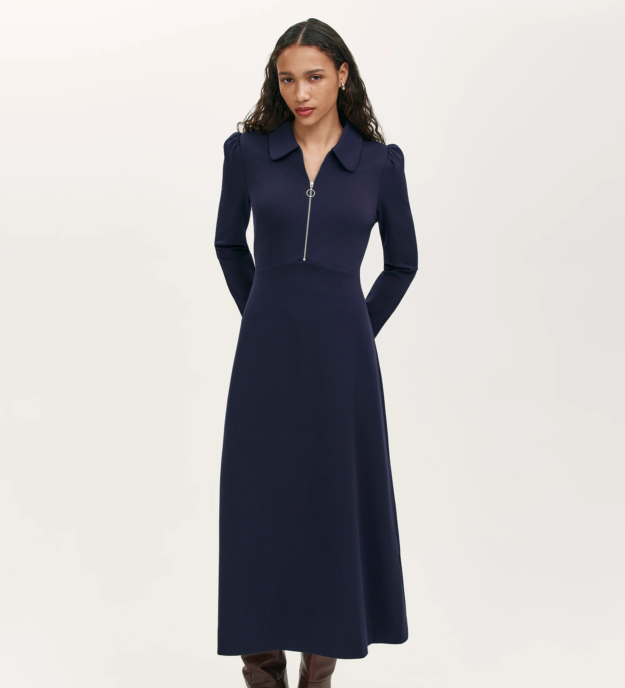 Elvira Navy Dress Jersey Midi Dress - Image 3