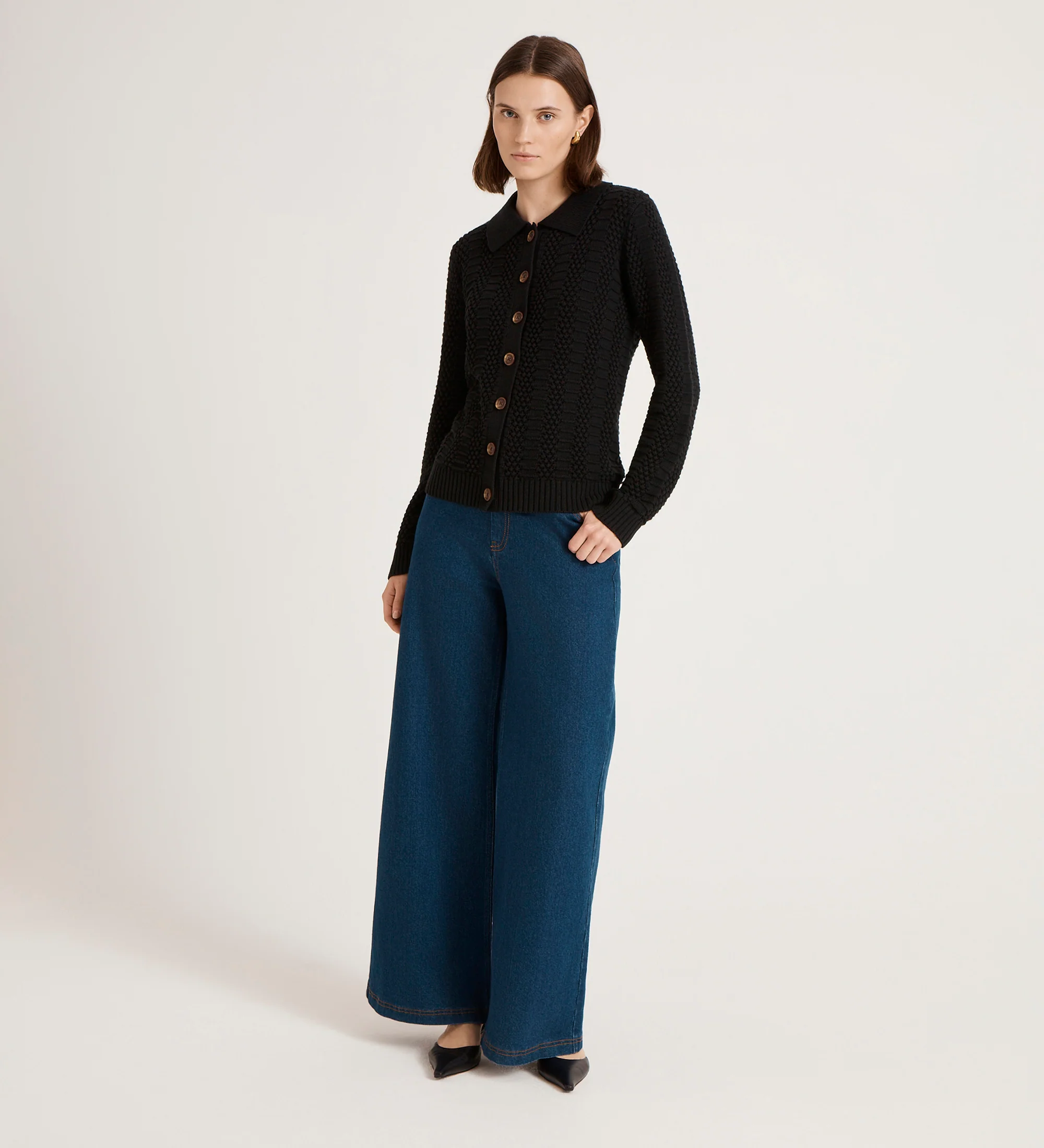 Emlyn Black Knitted Cardigan - Image 2