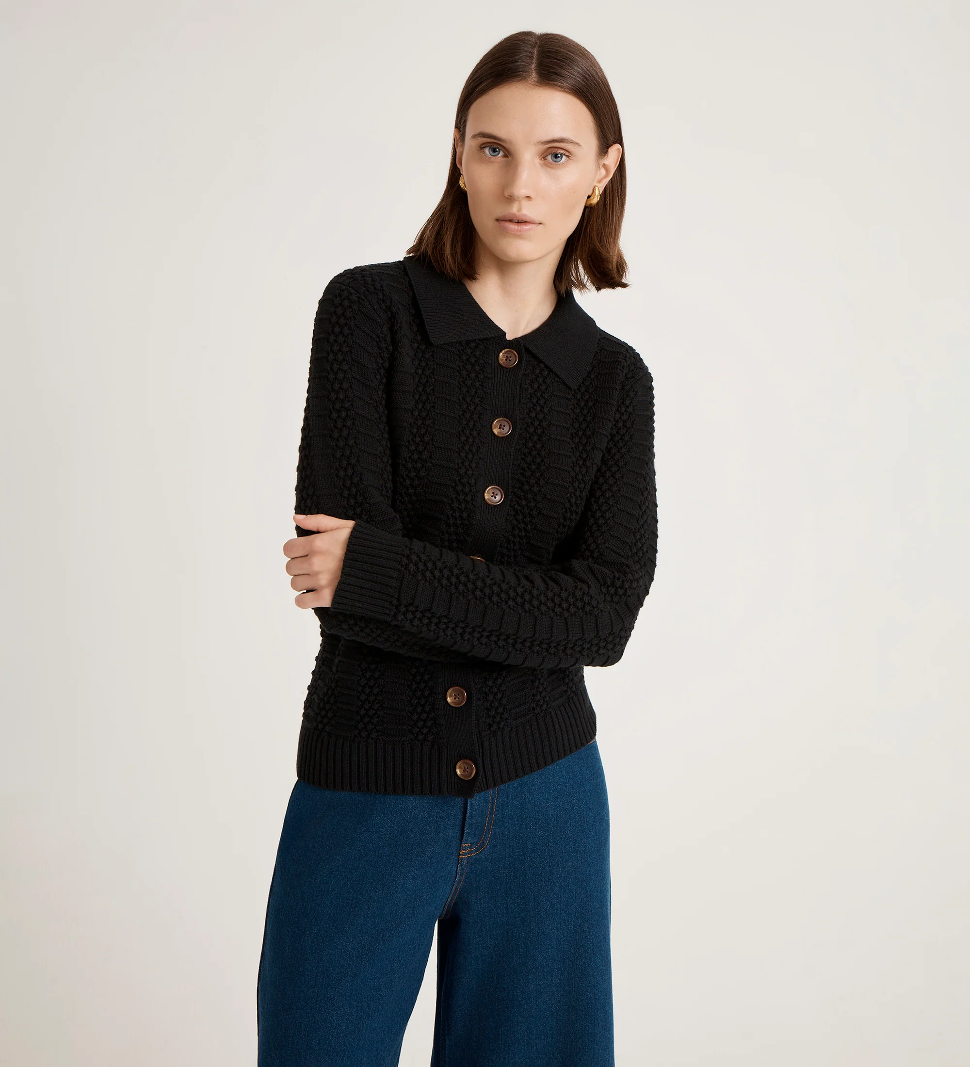 Emlyn Black Knitted Cardigan - Image 3