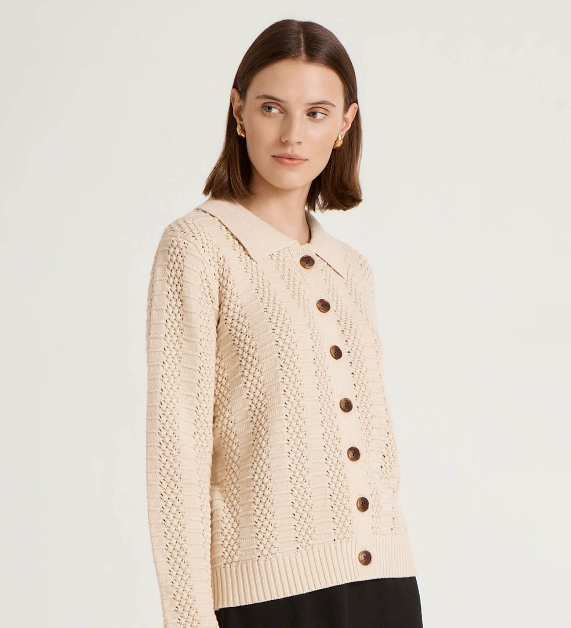 Emlyn Oatmeal Knitted Cardigan - Image 3