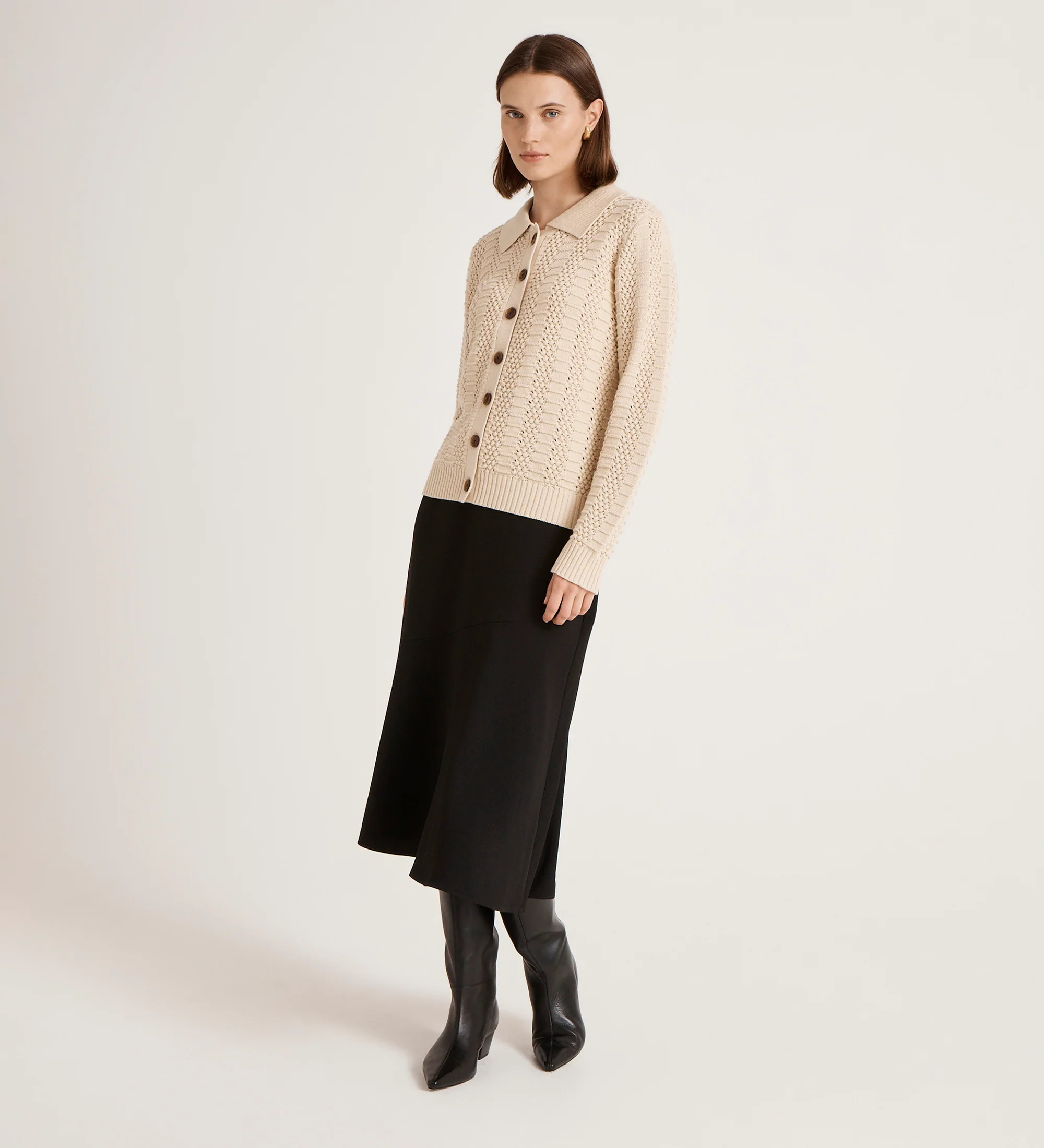 Emlyn Oatmeal Knitted Cardigan - Image 4