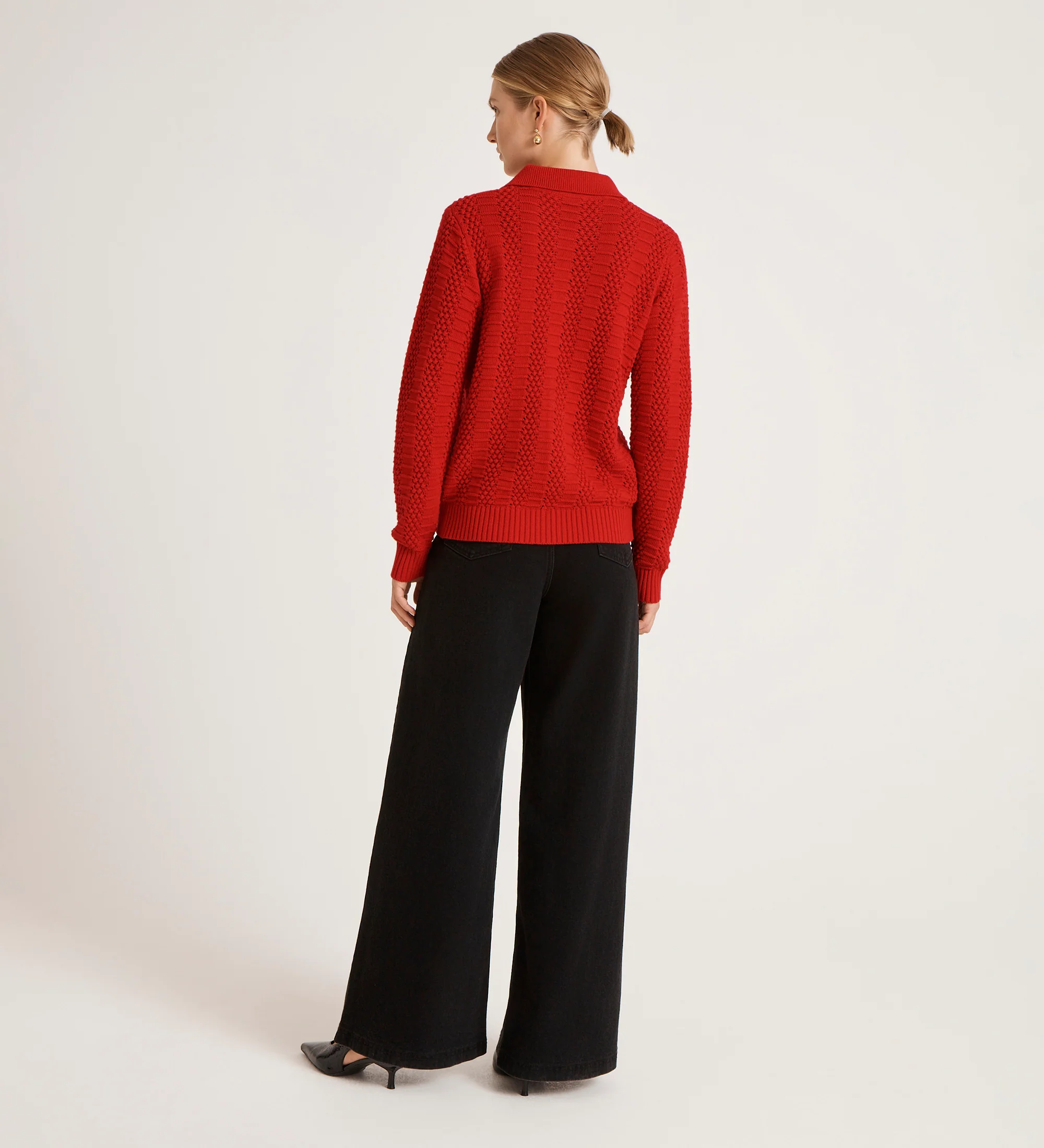 Emlyn Red Knitted Cardigan - Image 4