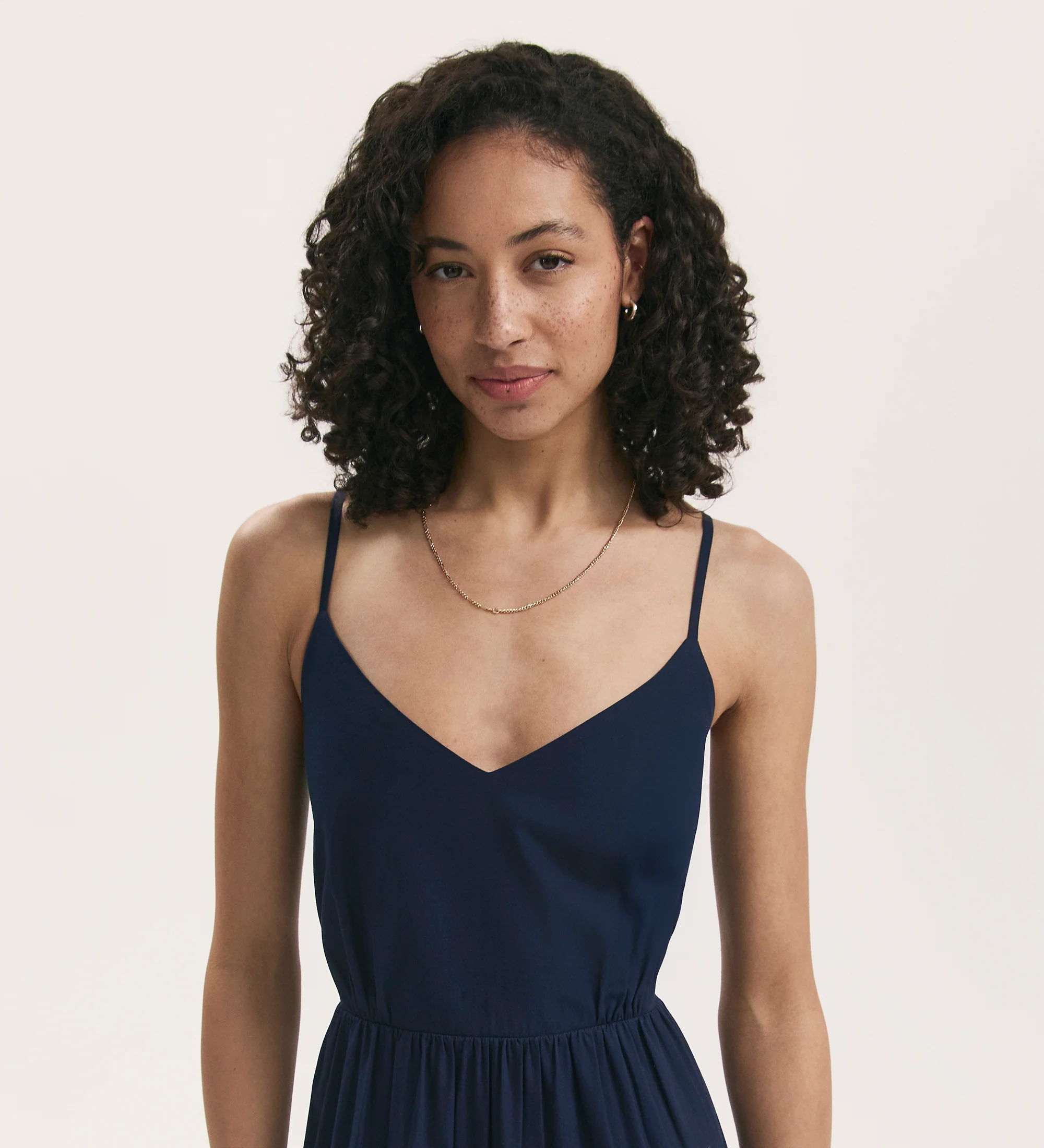Emmie Navy Cotton Midi Tiered Dress - Image 2