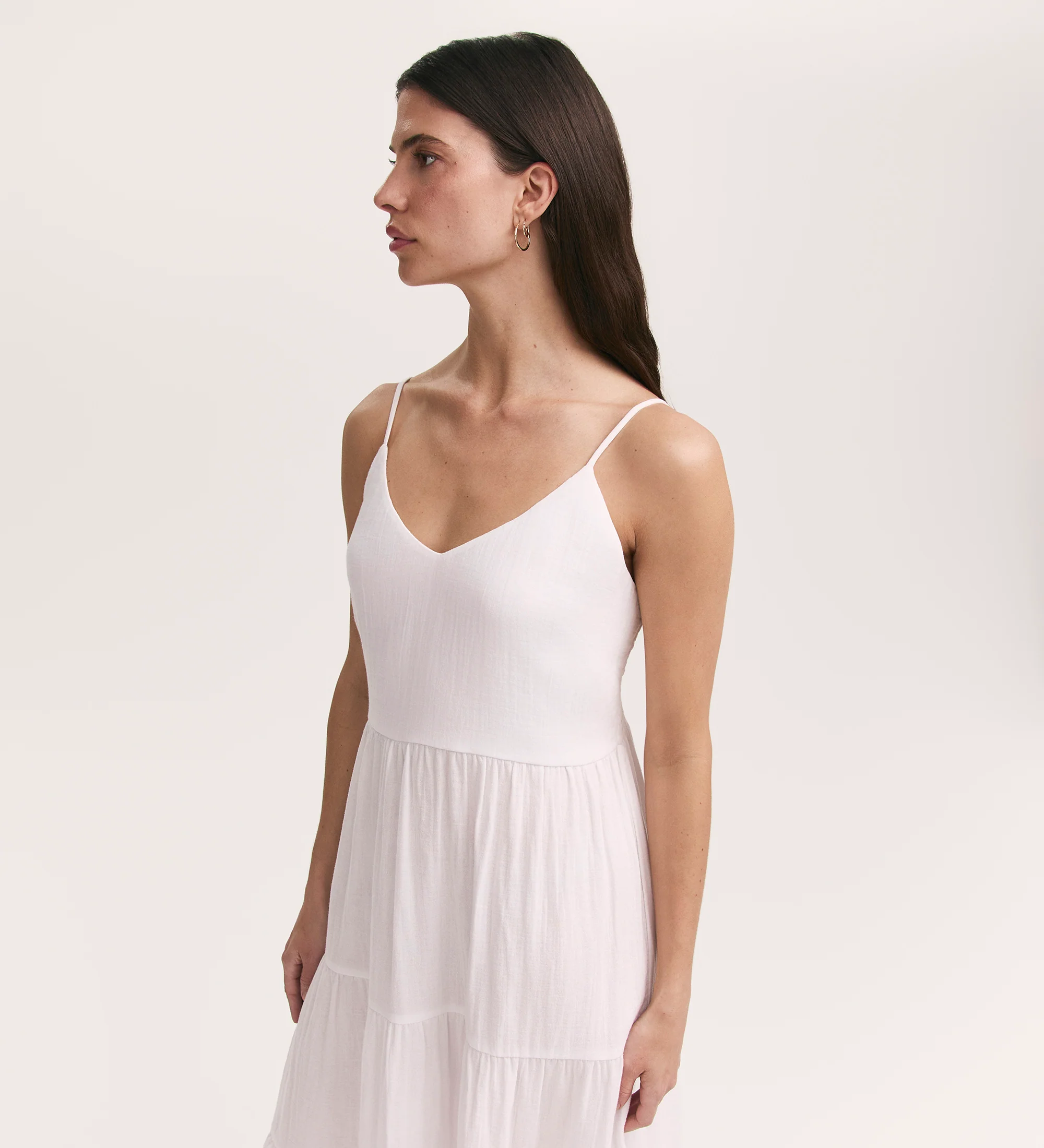 Emmie White Cotton Midi Tiered Dress - Image 4