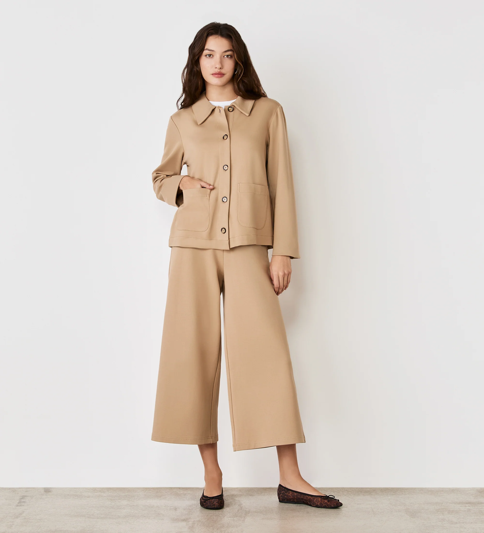 Enola Beige Ponte Jersey Jacket - Image 4