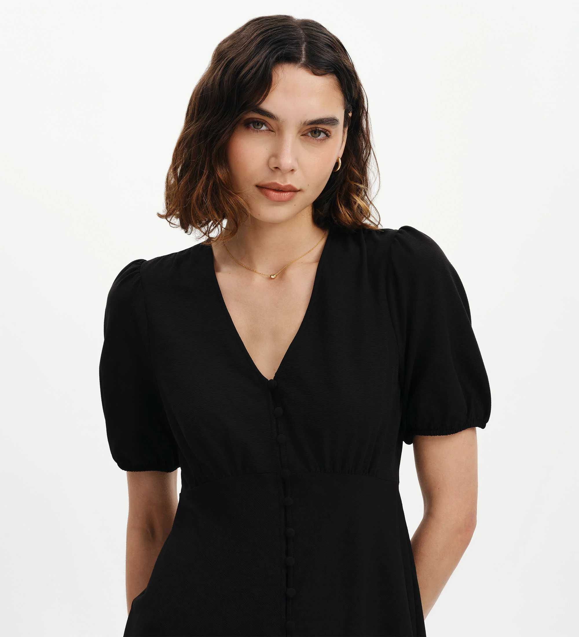 Ensley Black Button Through Short Dress - Image 4