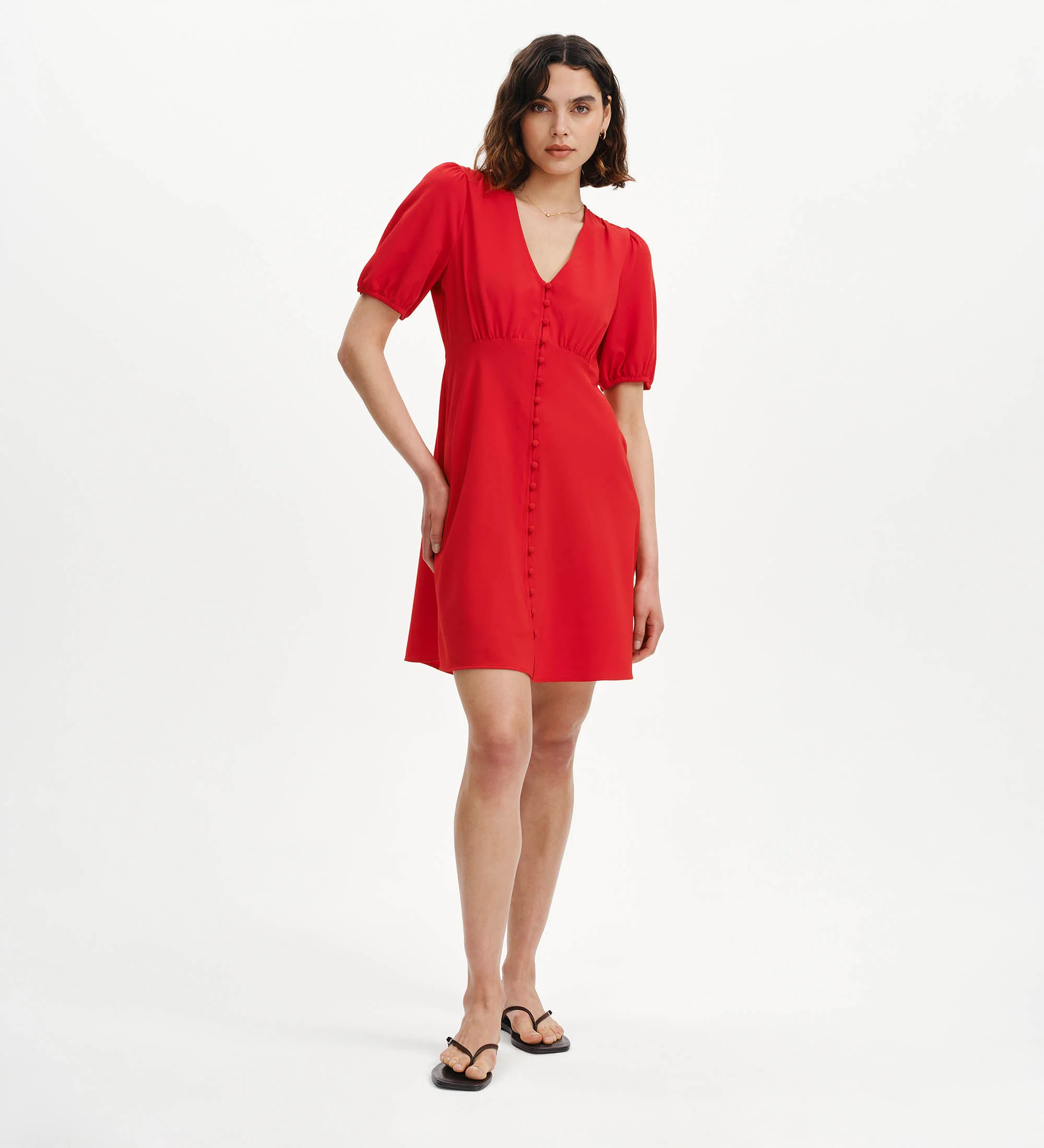 Ensley Red Button Through Short Dress - Image 5