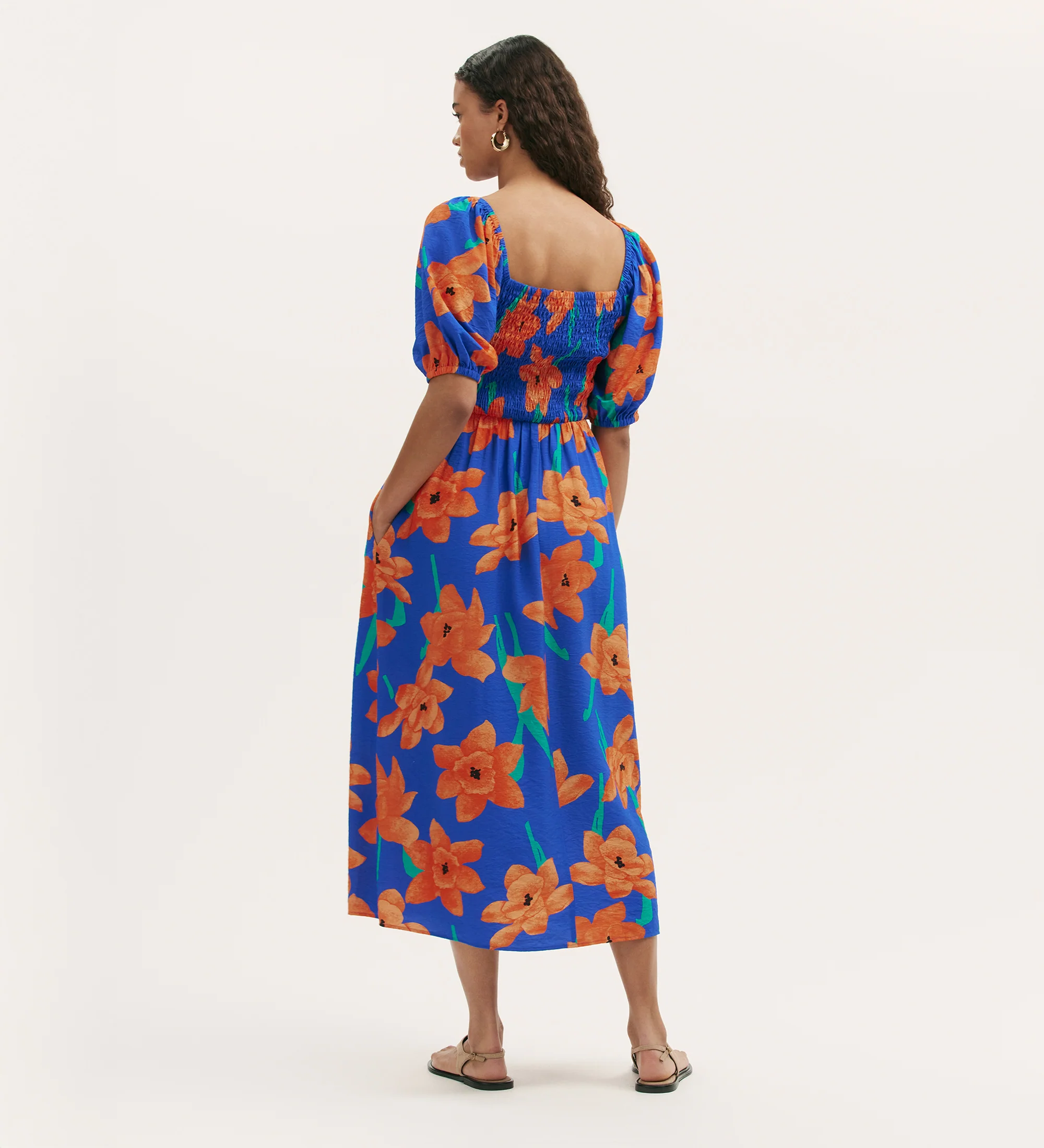 Enzo Blue Floral Midi Dress - Image 4