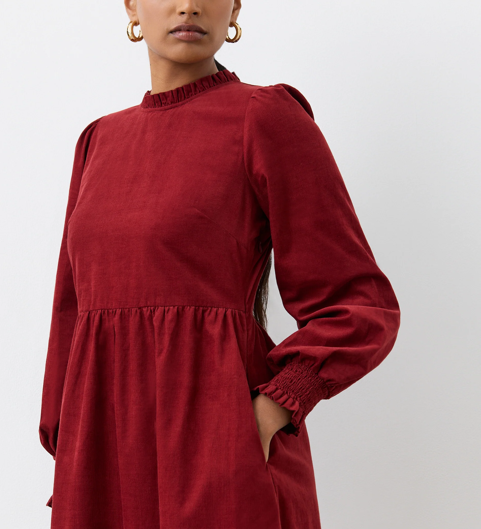 Esme Rust Corduroy Midi Dress - Image 2