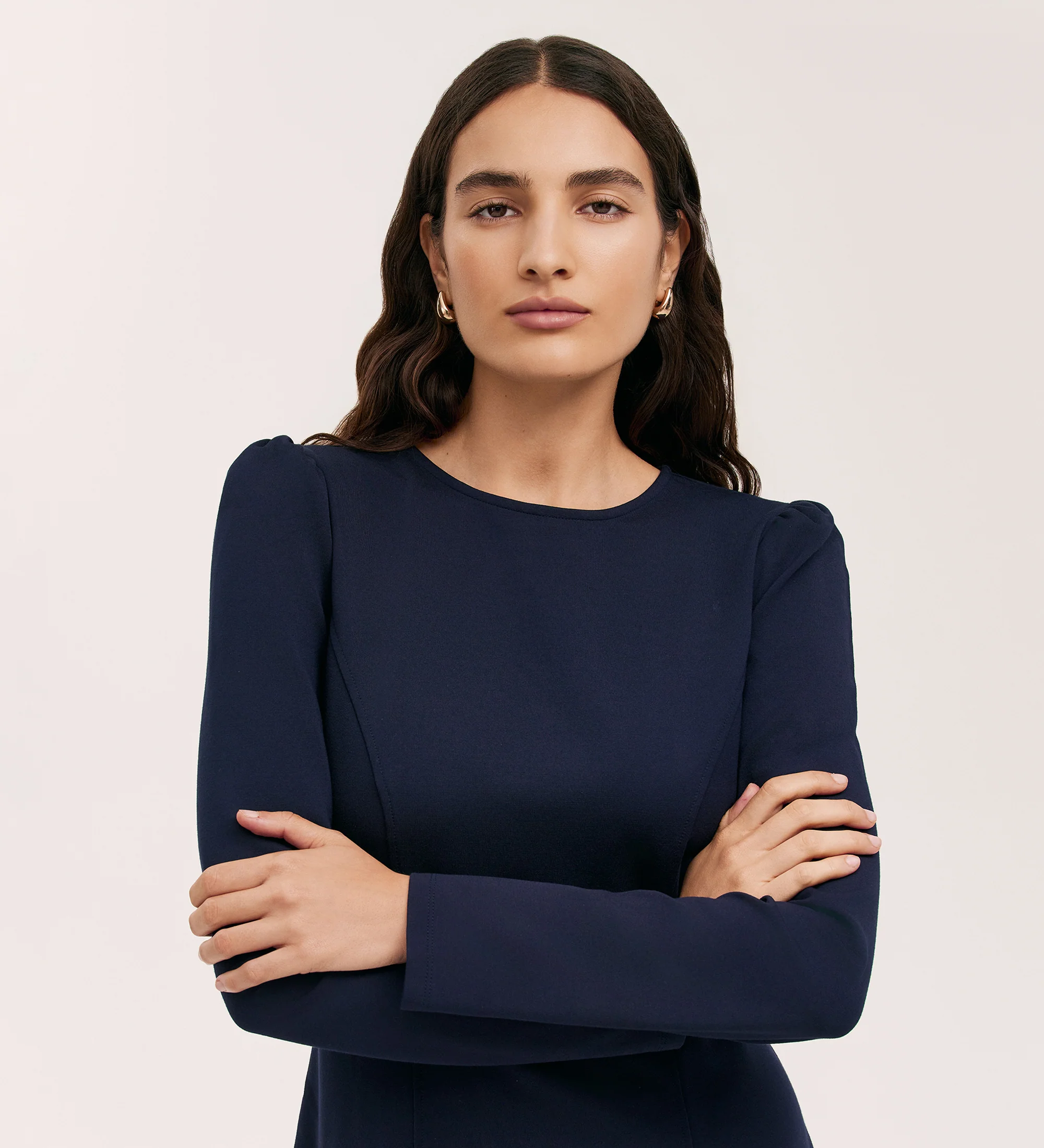 Eva Navy Ponte Jersey Short Dress - Image 3