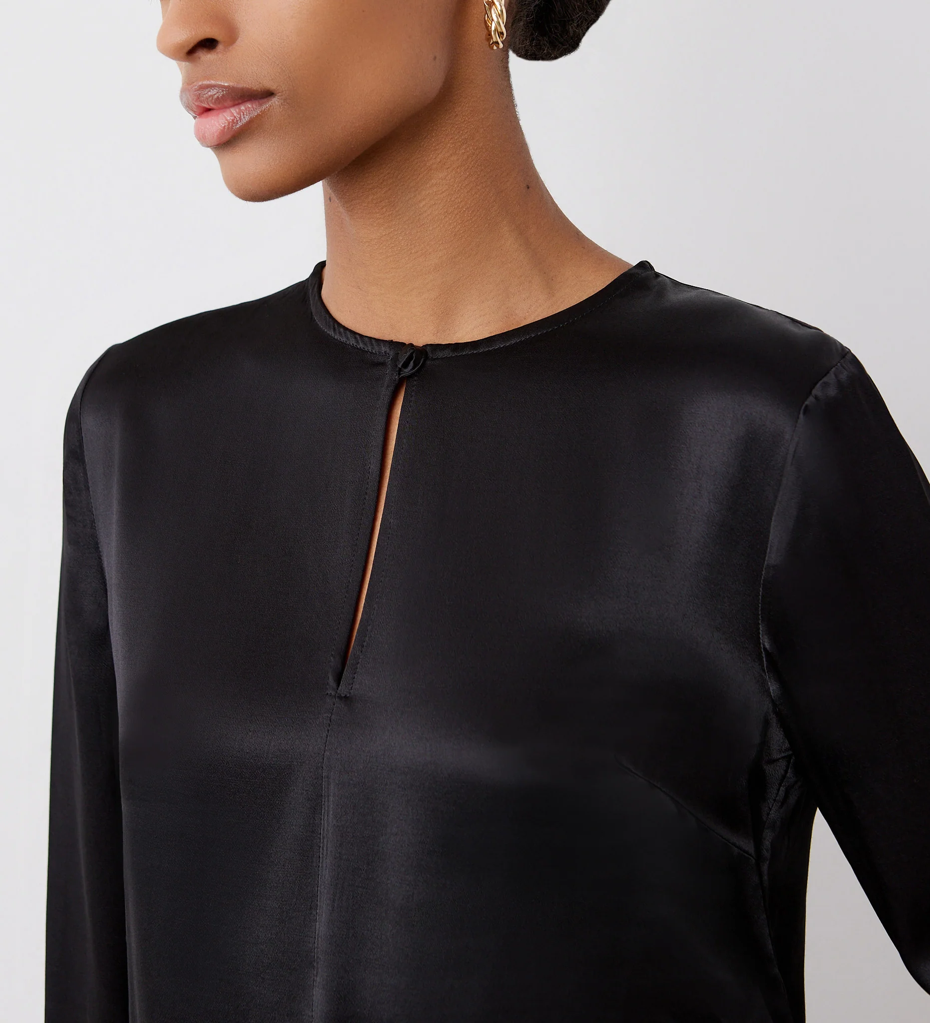 Evanie Black Satin Blouse - Image 2