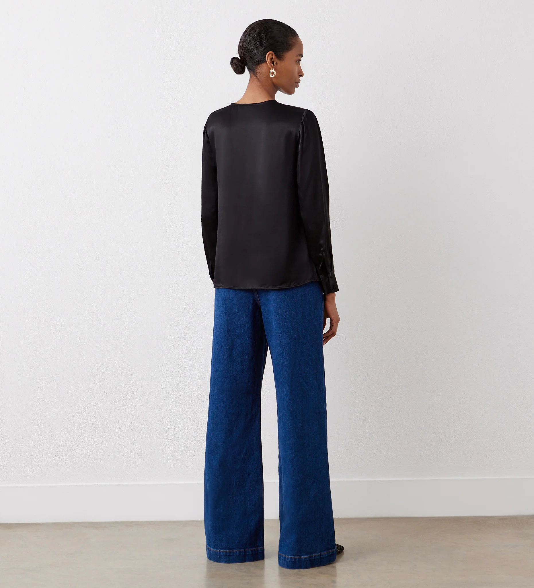 Evanie Black Satin Blouse - Image 4