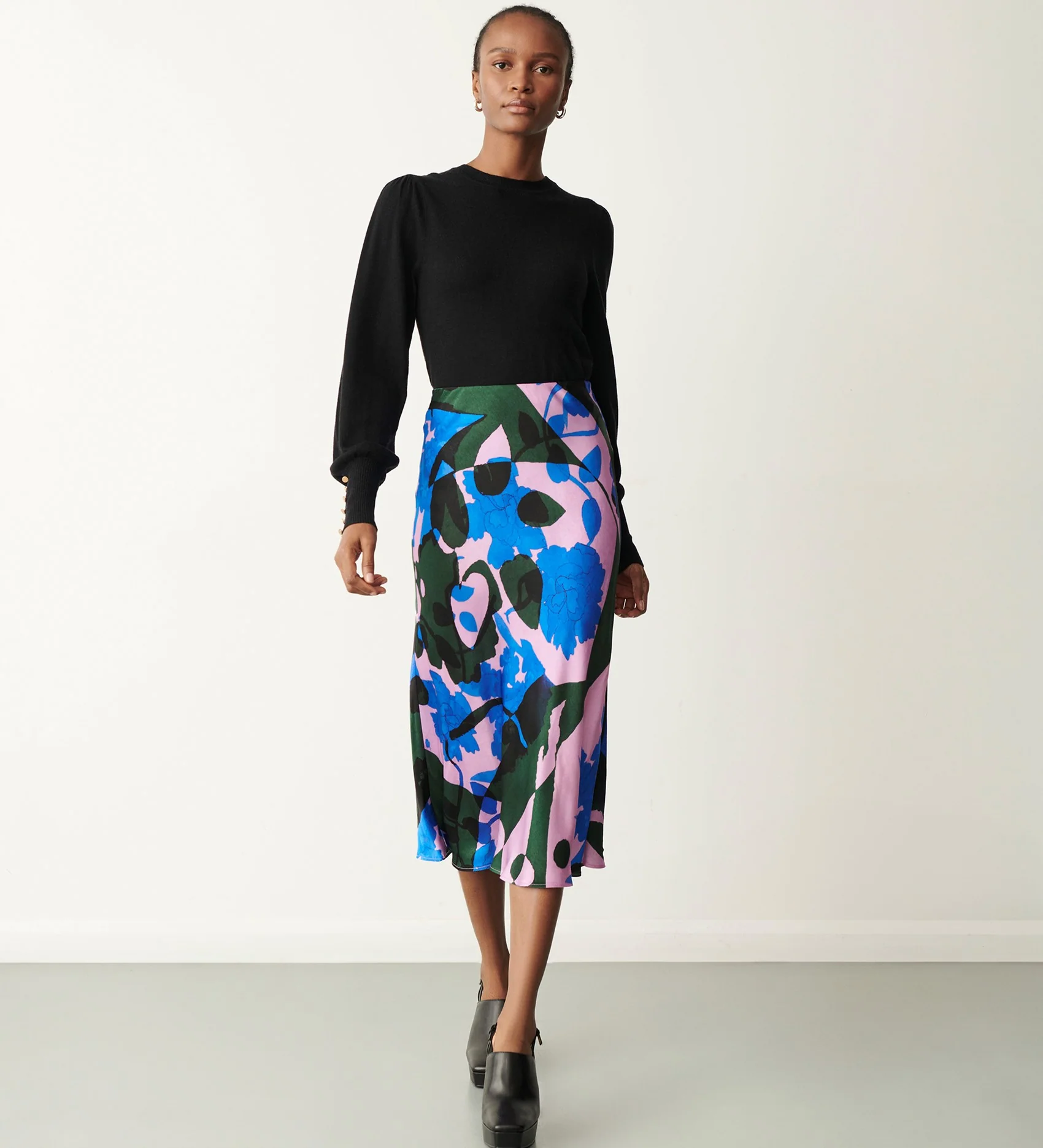 Evelyn Pink Floral Midi Skirt - Image 2