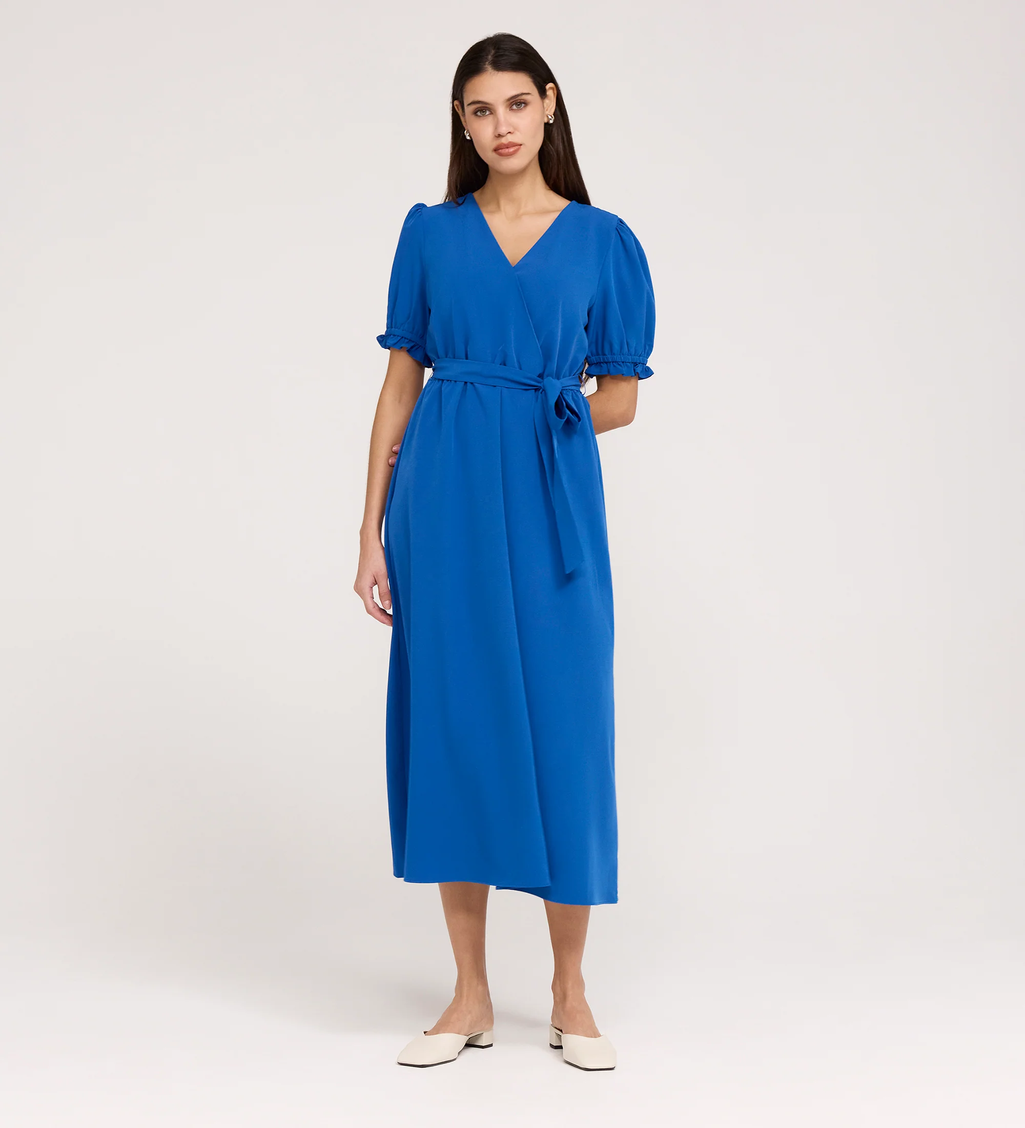 Everleigh Cobalt Crepe Midi Dress - Image 3