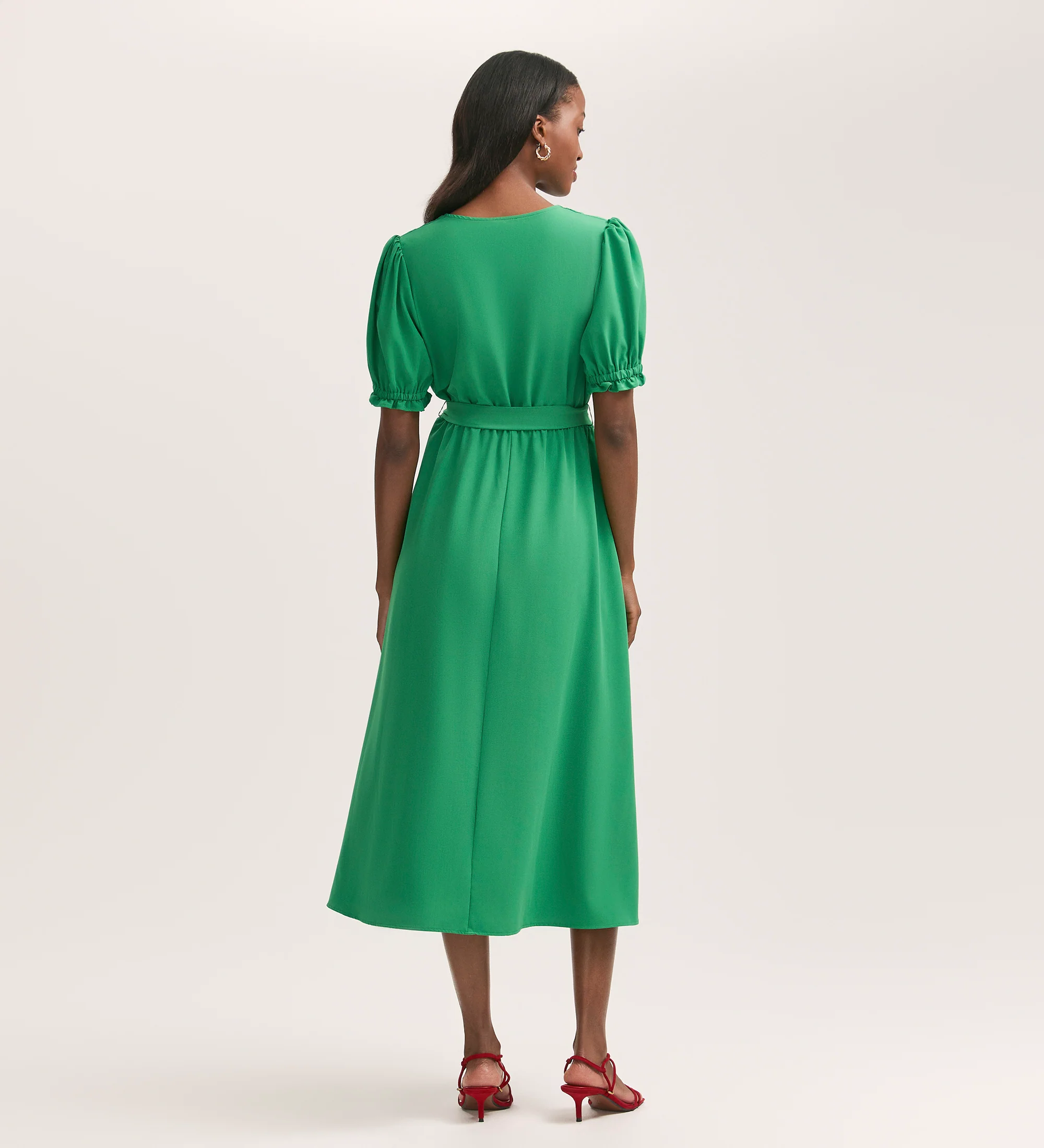 Everleigh Green Crepe Midi Dress - Image 4