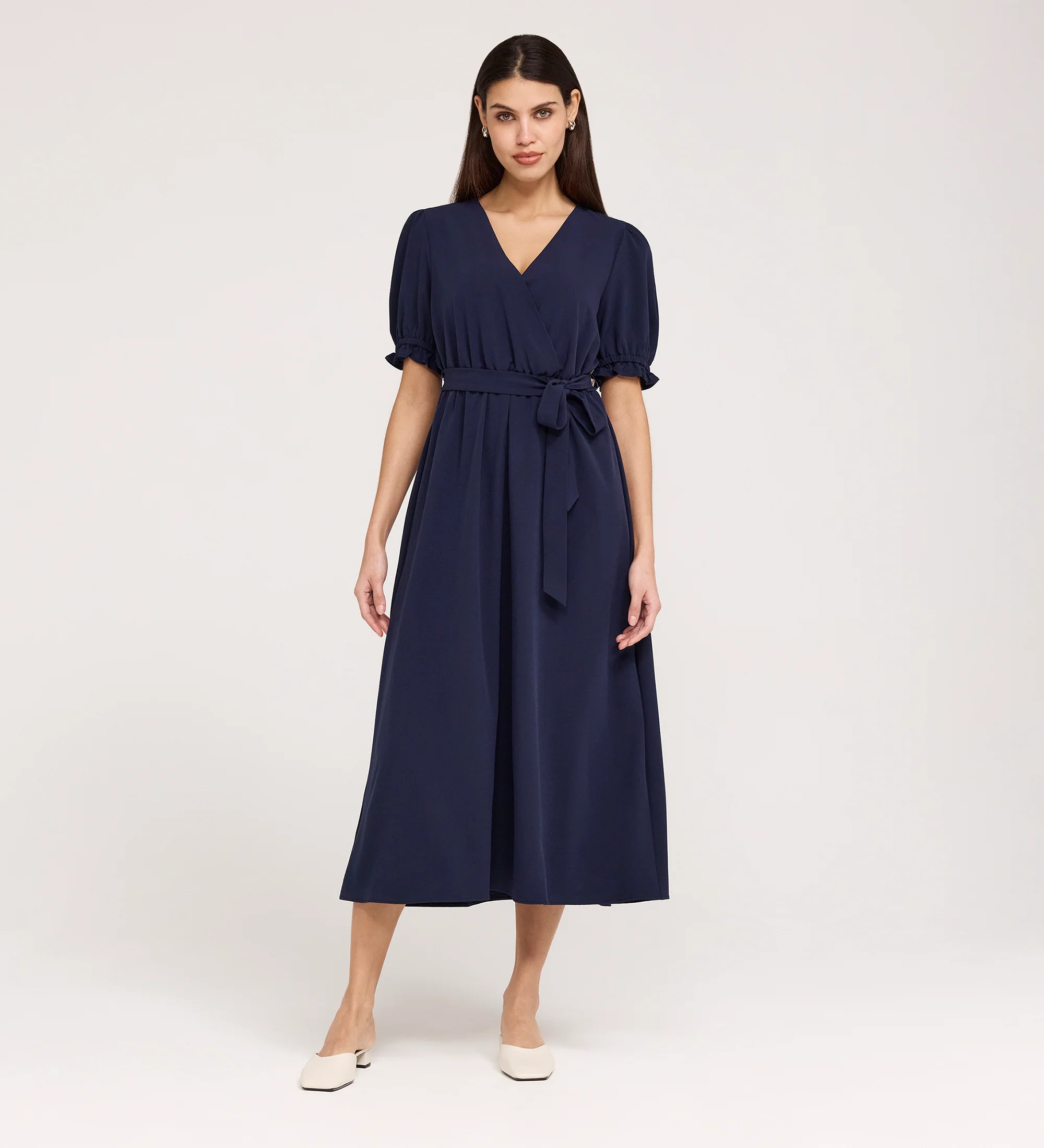 Everleigh Navy Crepe Midi Dress - Image 4