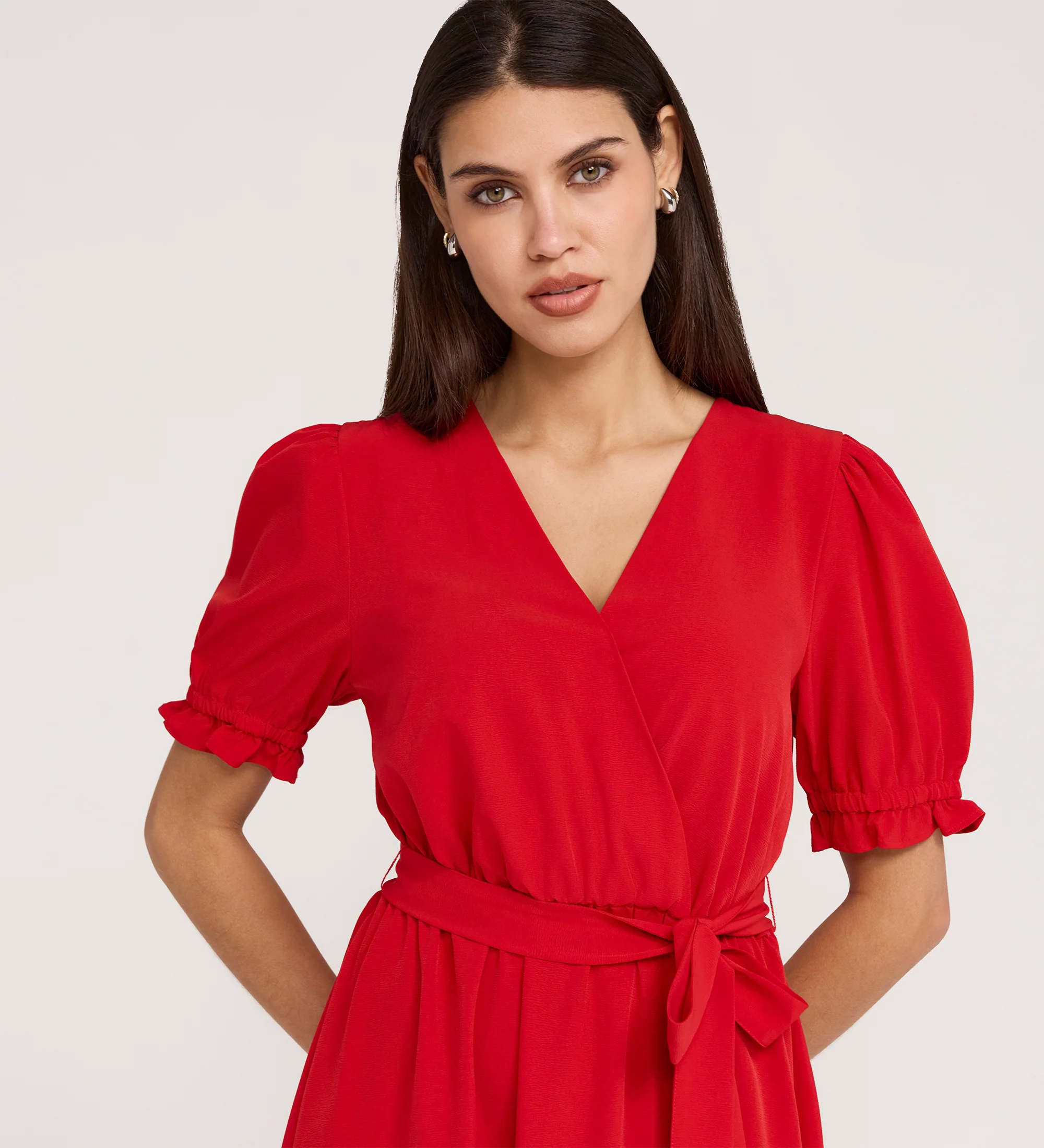Everleigh Red Crepe Midi Dress - Image 4