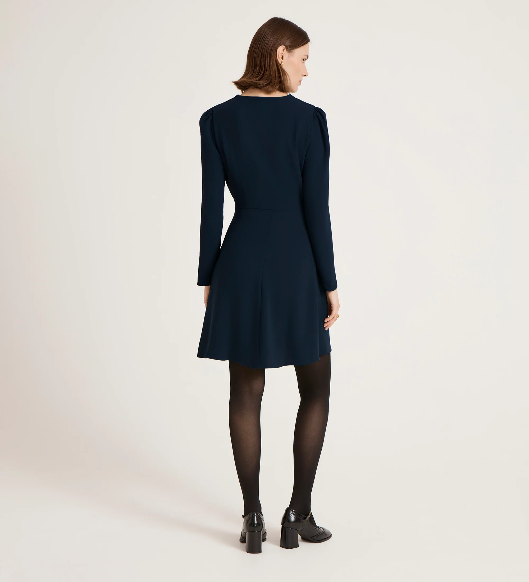 Evie Navy Crepe Short Dress - Image 4
