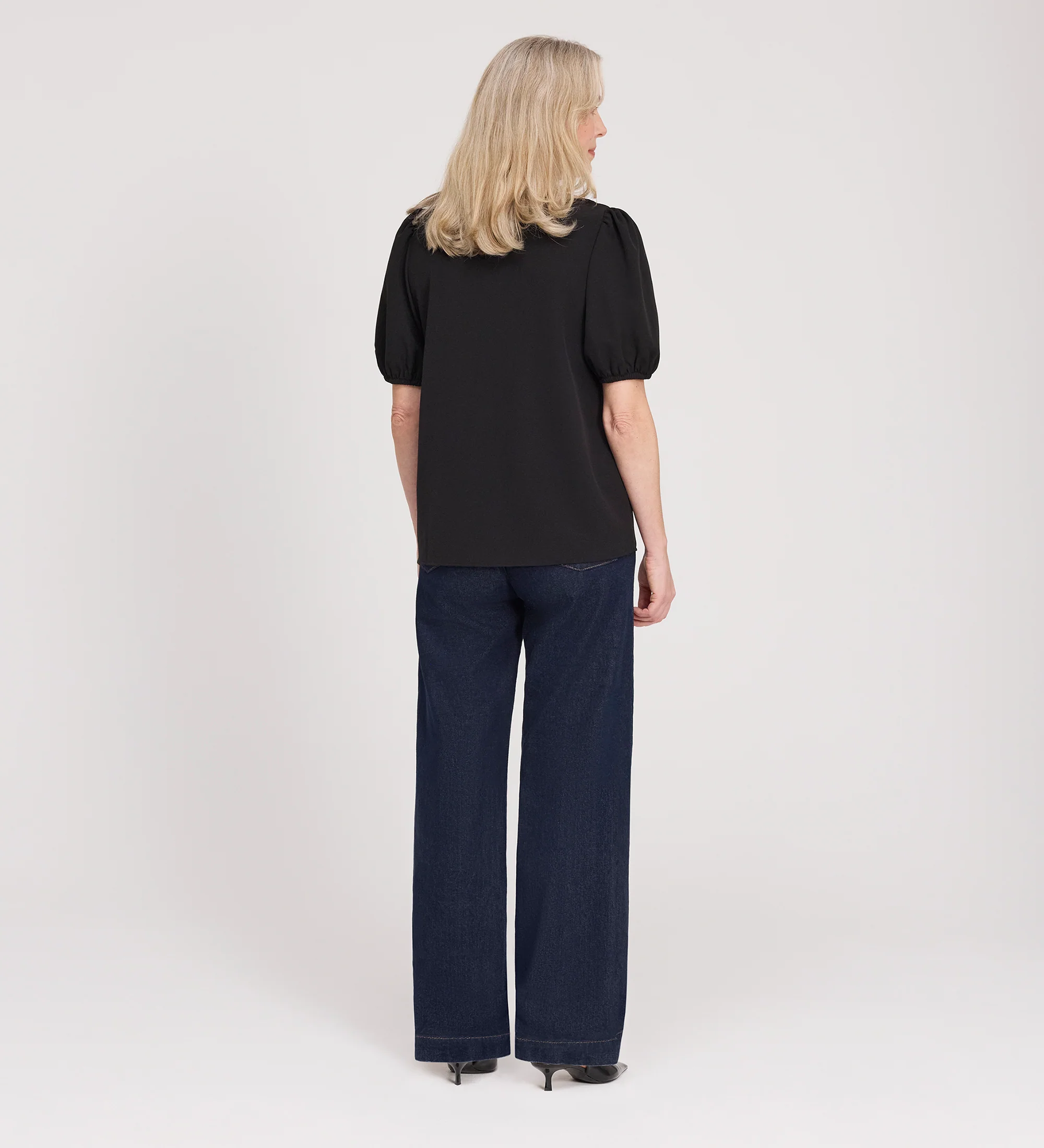 Fleur Black Button Down Short Sleeve Top - Image 4