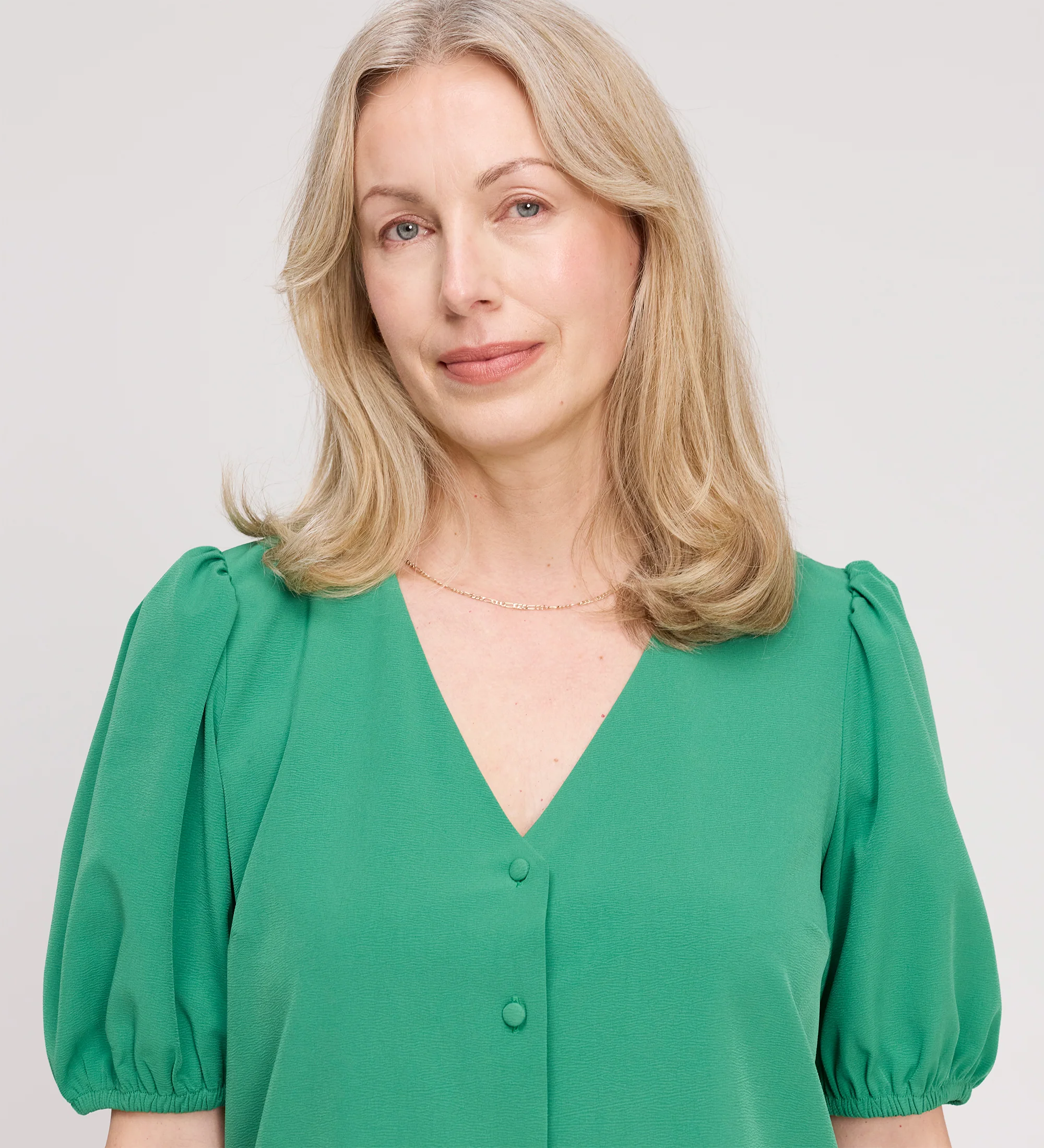 Fleur Green Button Down Short Sleeve Top - Image 3