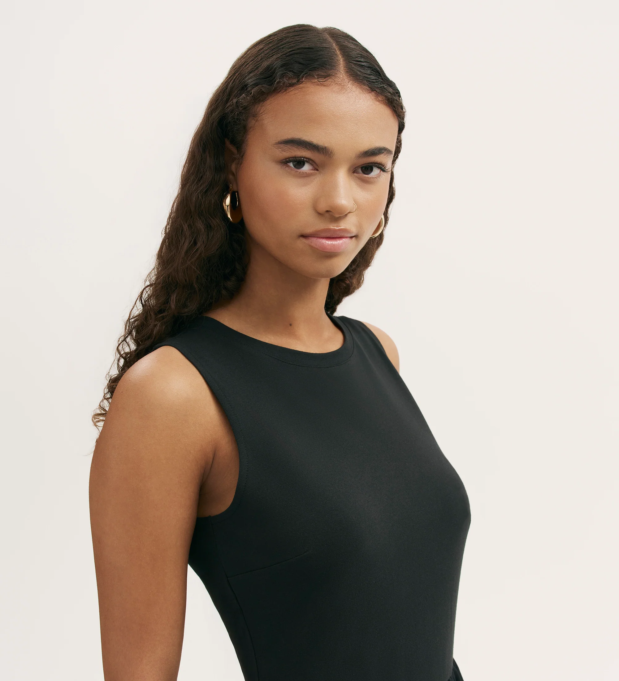 Georgie Black Cotton Sleeveless Midi Dress - Image 2