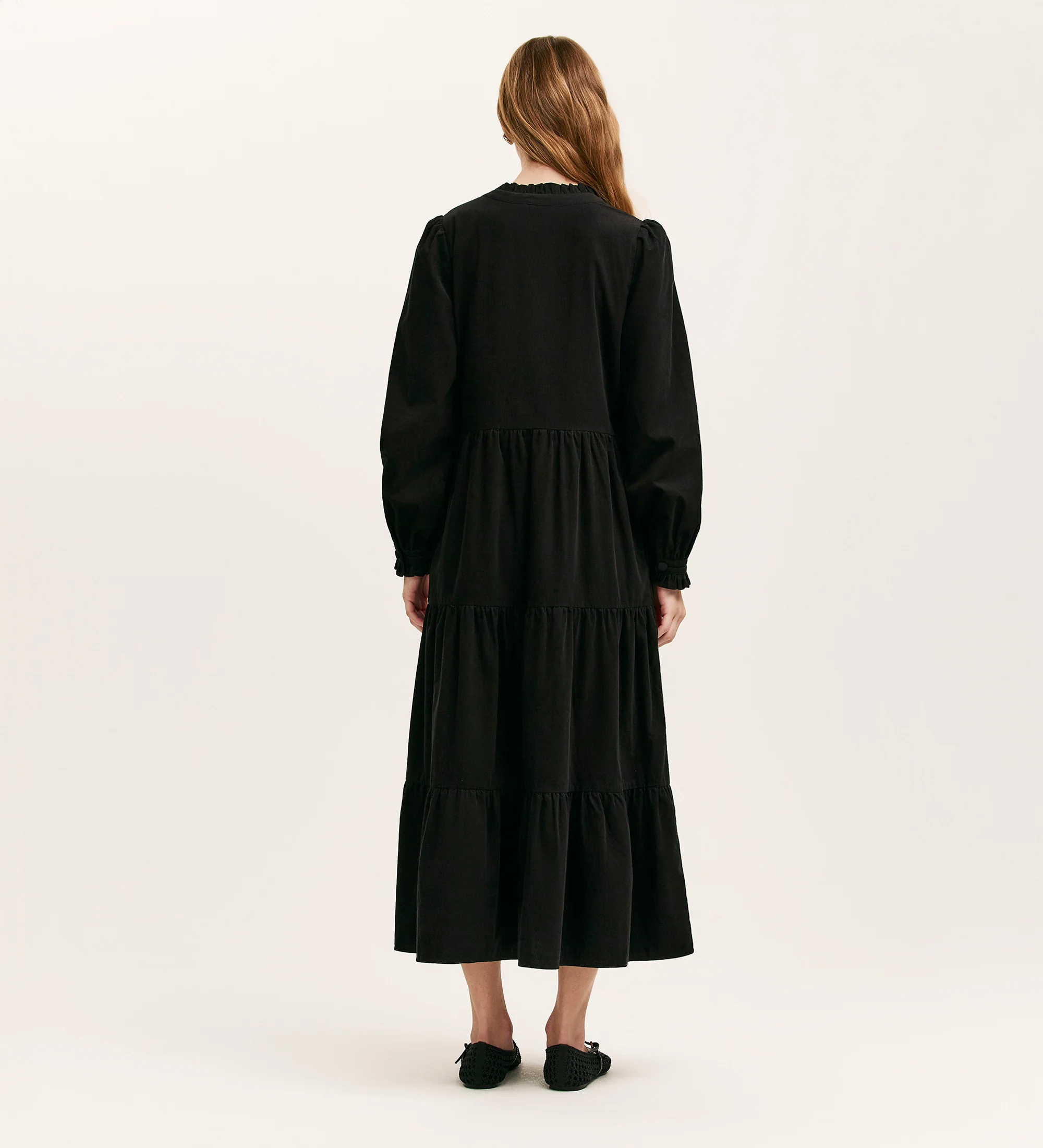 Gianna Black Corduroy Midi Dress - Image 4