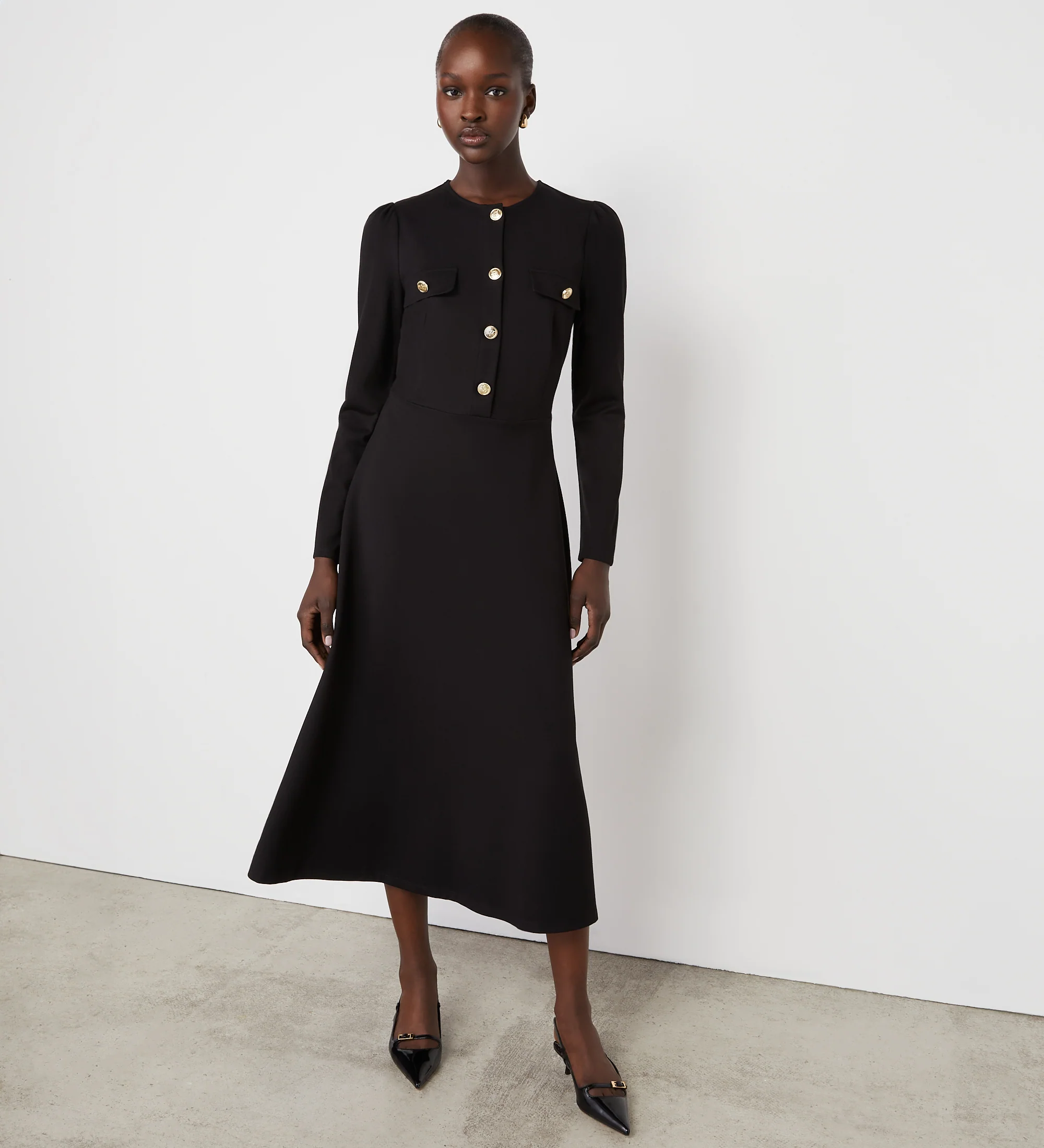 Gilly Black Ponte Jersey Midi Dress - Image 3