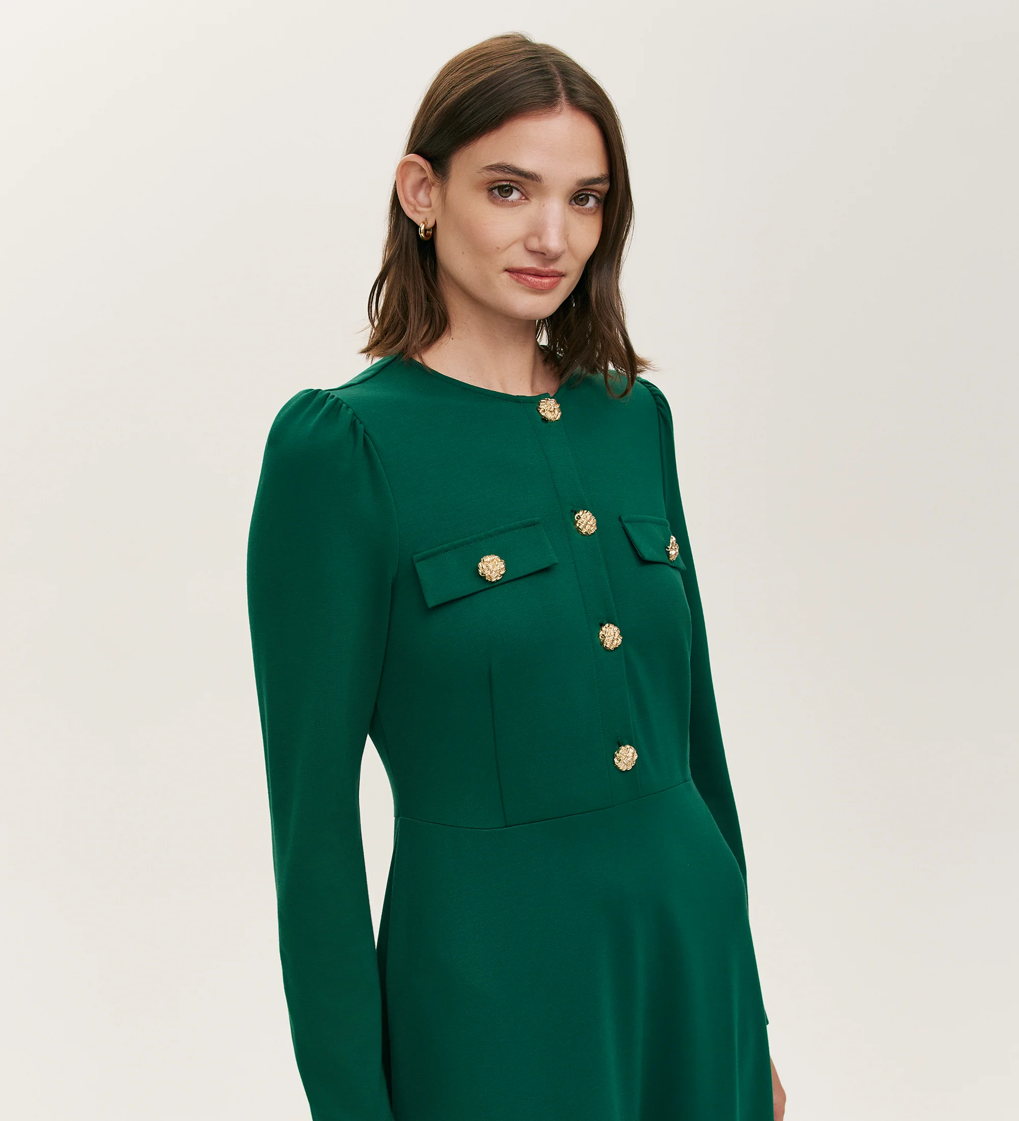 Gilly Bottle Green Ponte Jersey Midi Dress - Image 4