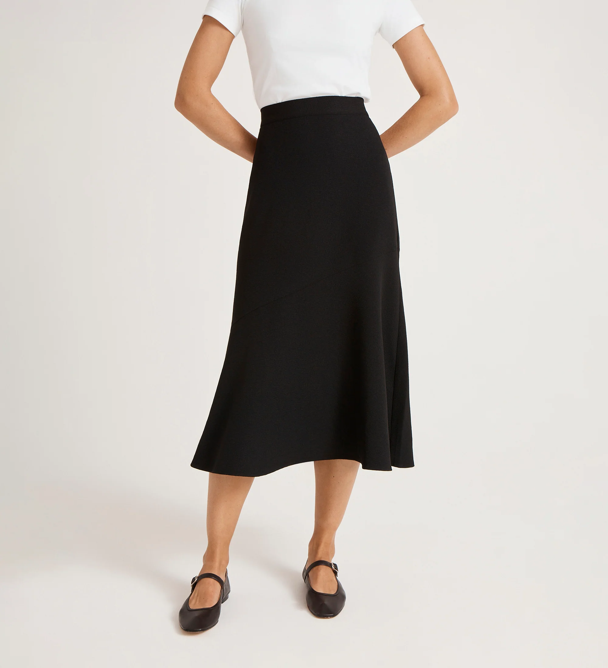 Gracie Black Rich Crepe Midi Skirt - Image 2