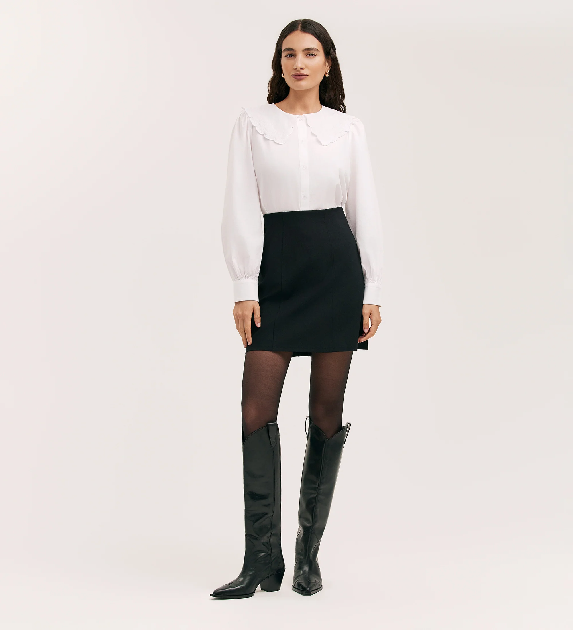 Helia Black Ponte Jersey Mini Skirt - Image 3