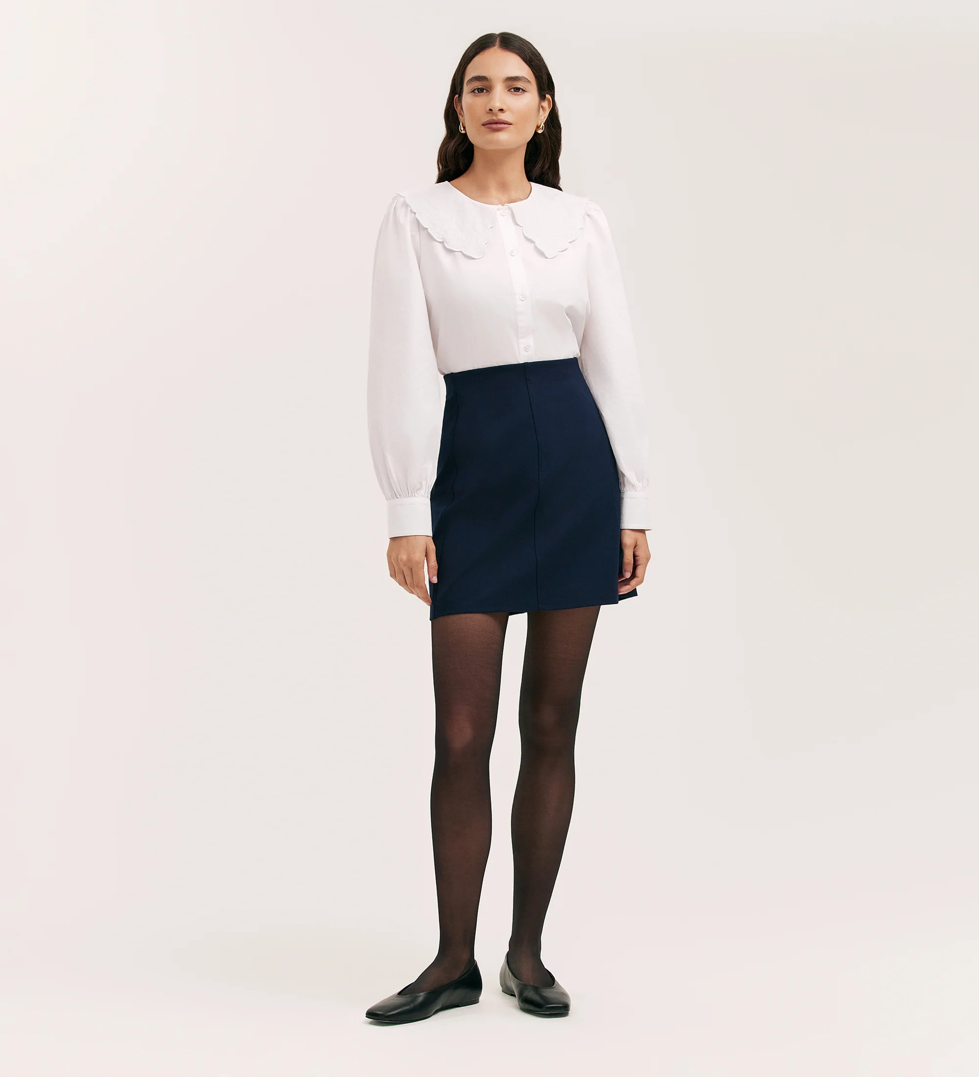 Helia Navy Ponte Jersey Mini Skirt - Image 3