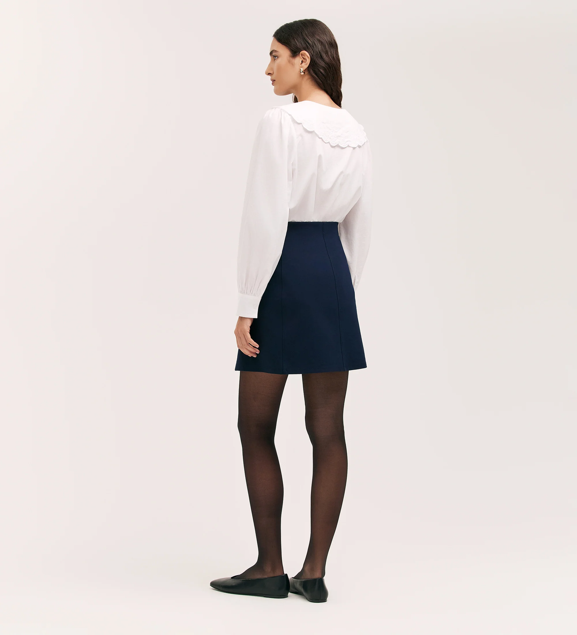 Helia Navy Ponte Jersey Mini Skirt - Image 4
