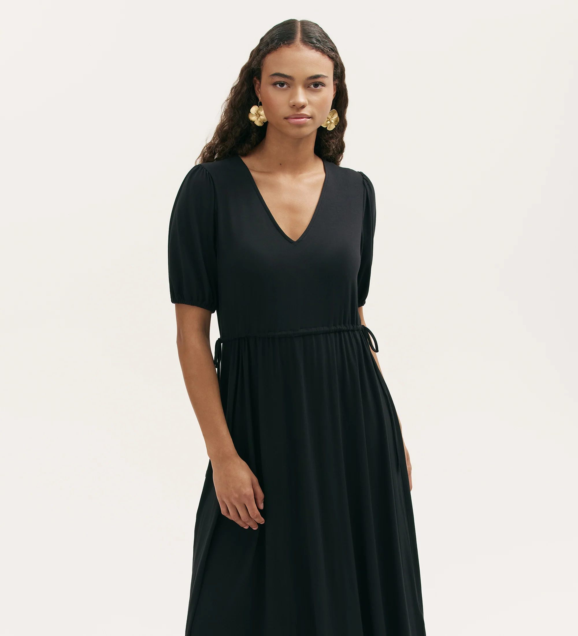 Hessa Black Jersey Midi Dress - Image 2