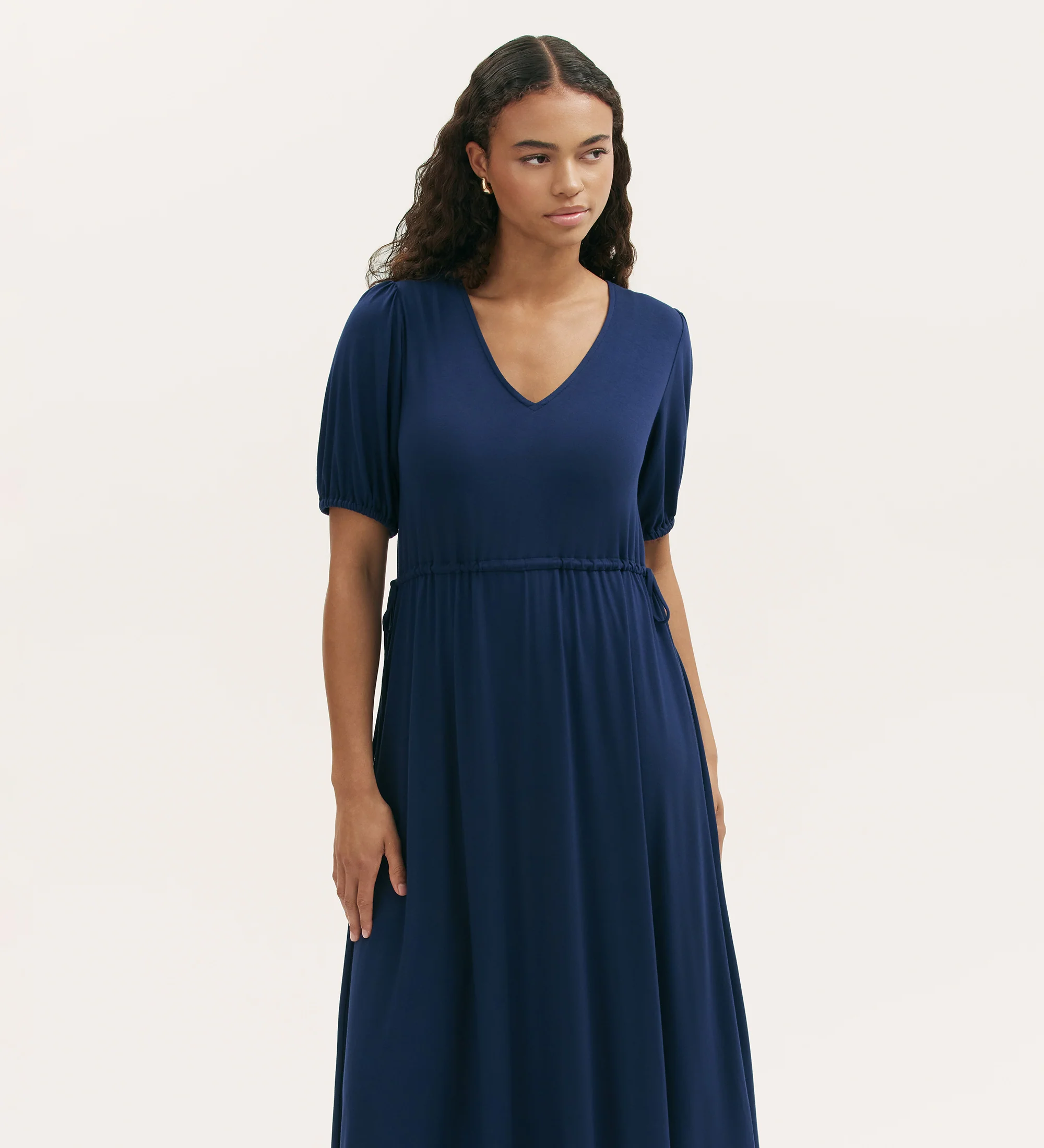 Hessa Navy Jersey Midi Dress - Image 3
