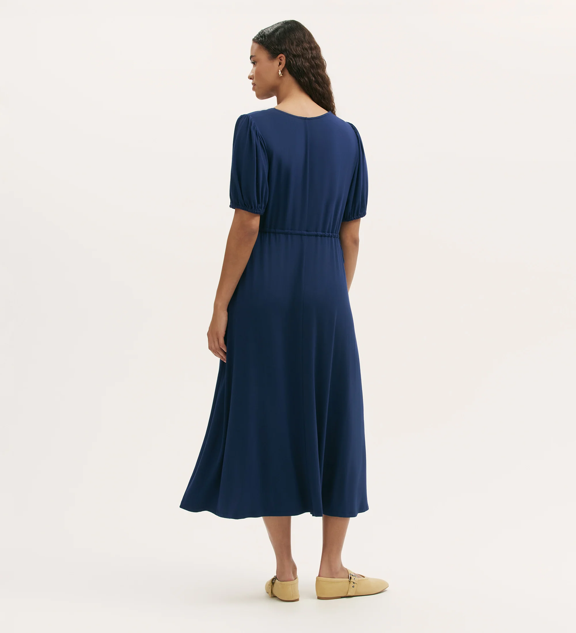 Hessa Navy Jersey Midi Dress - Image 4