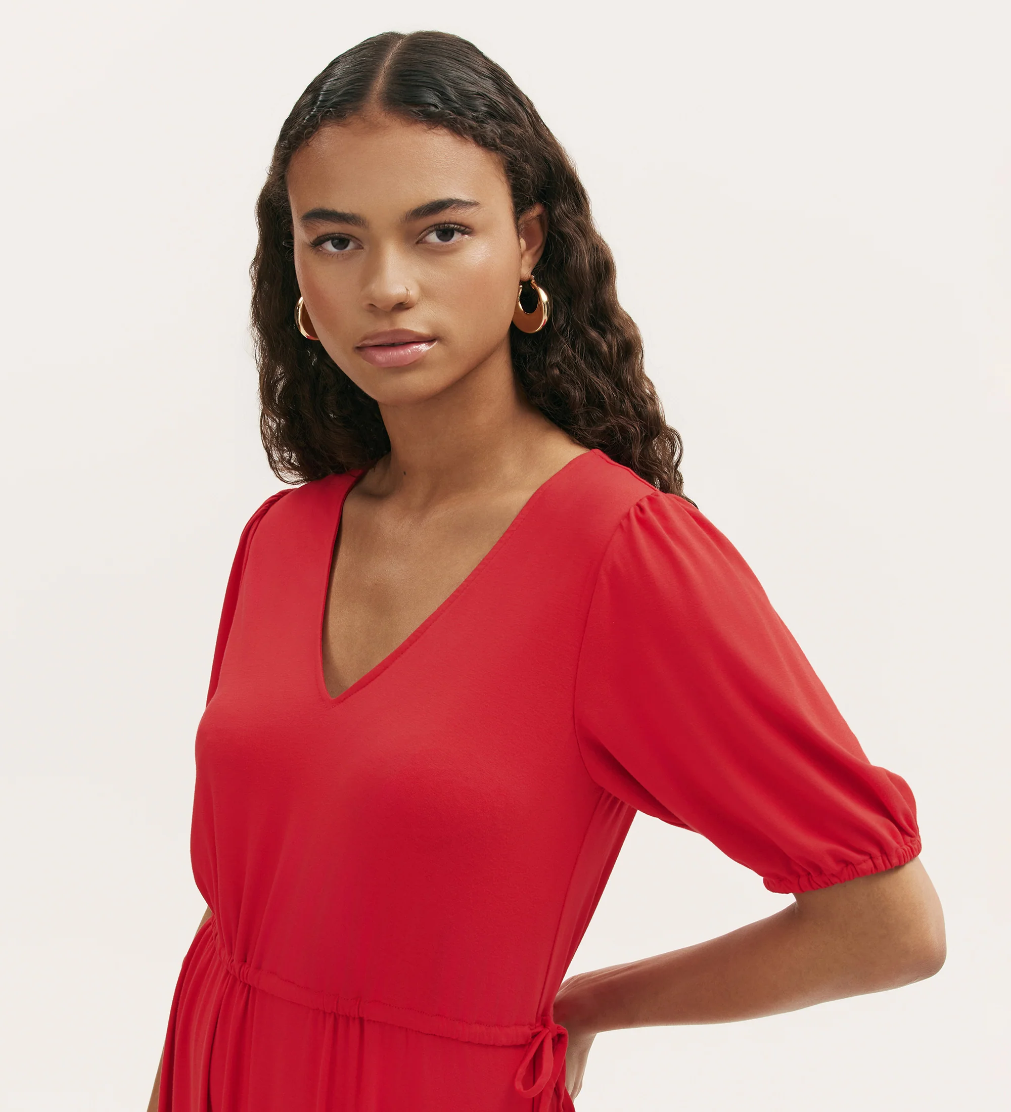 Hessa Red Jersey Midi Dress - Image 3
