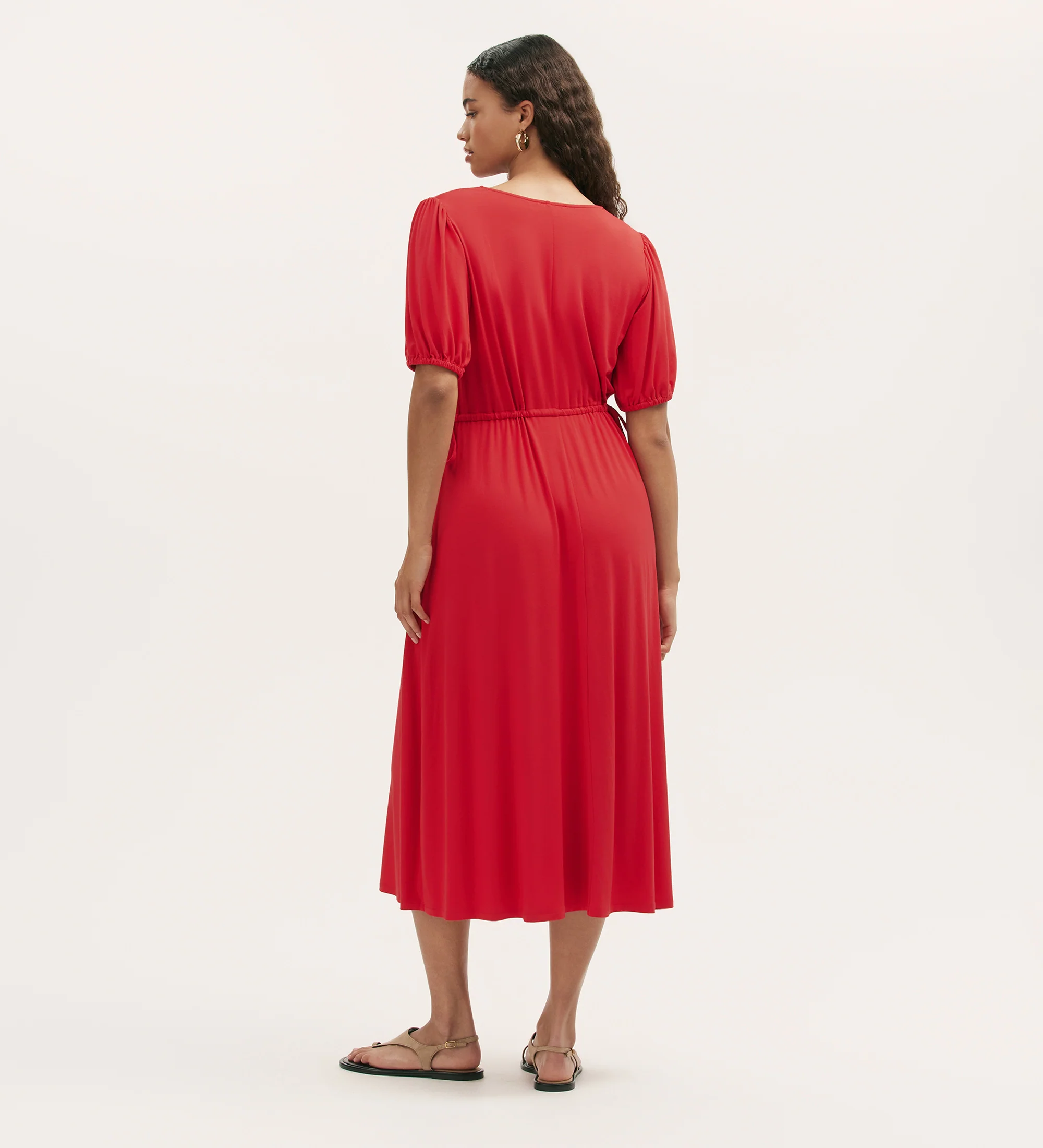 Hessa Red Jersey Midi Dress - Image 4