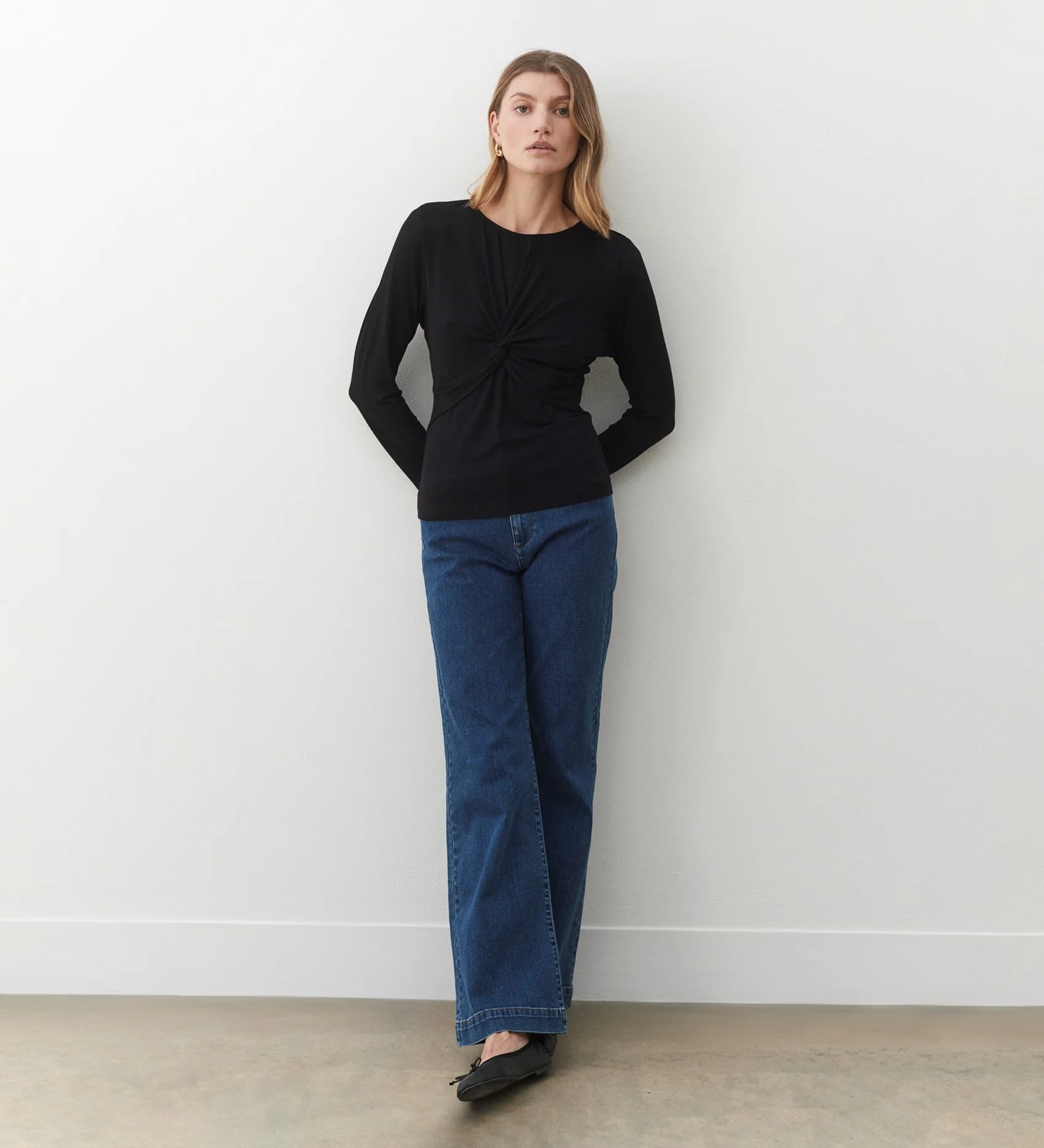 Ingrid Black Twist Long Sleeve Top - Image 2