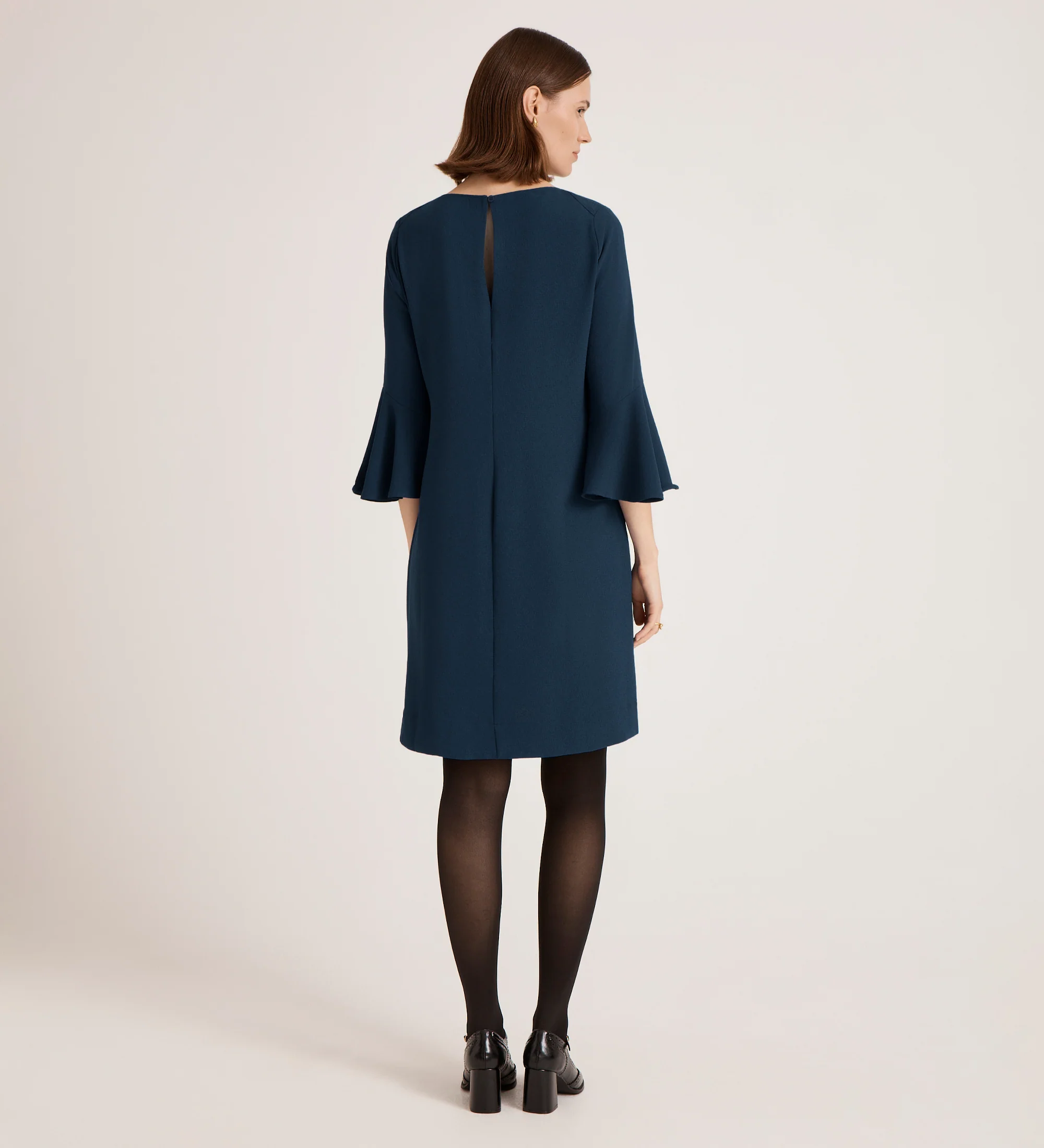 Izzy Navy Crepe Knee Length Dress - Image 5