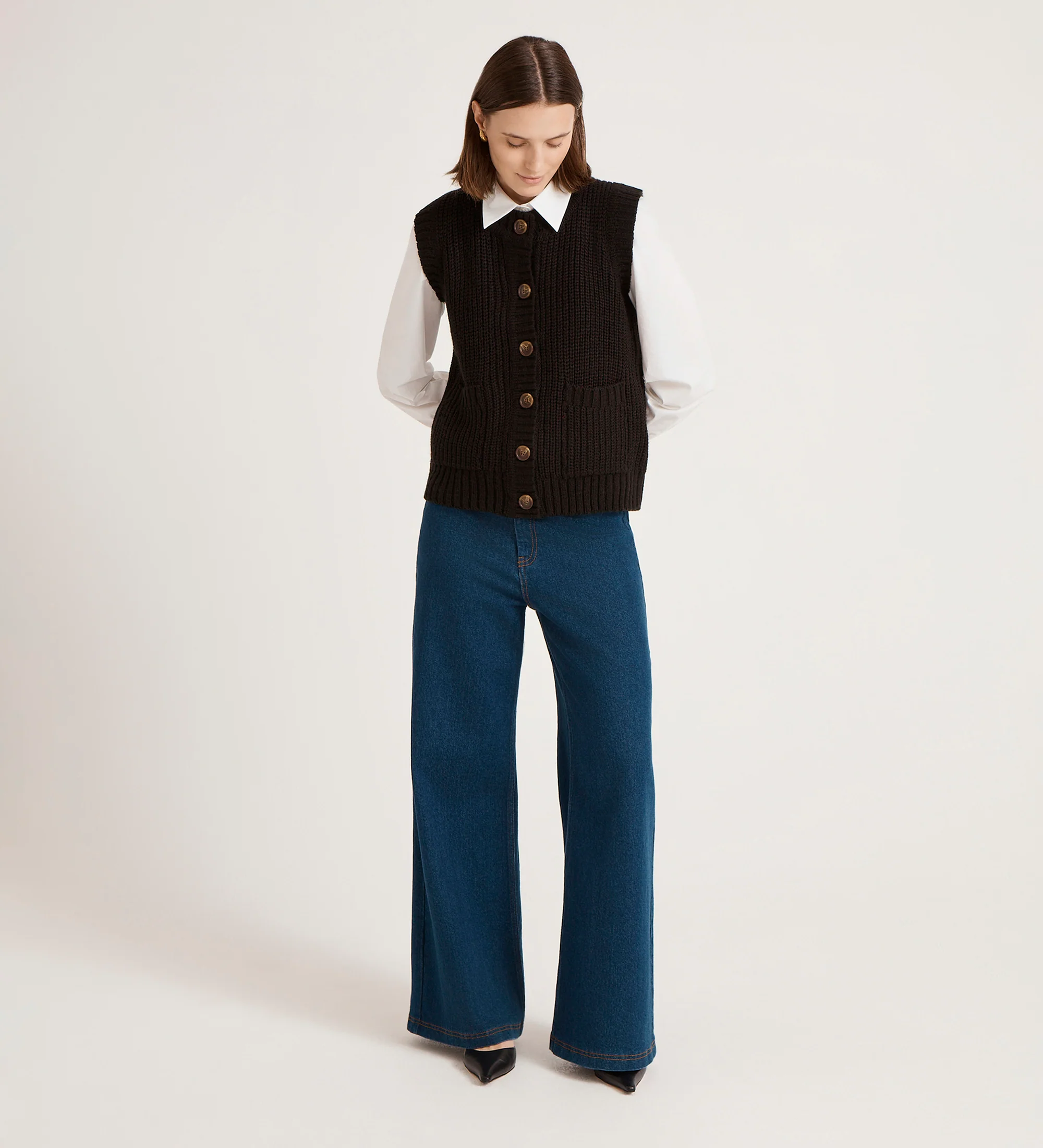 Janette Black Knitted Vest - Image 2
