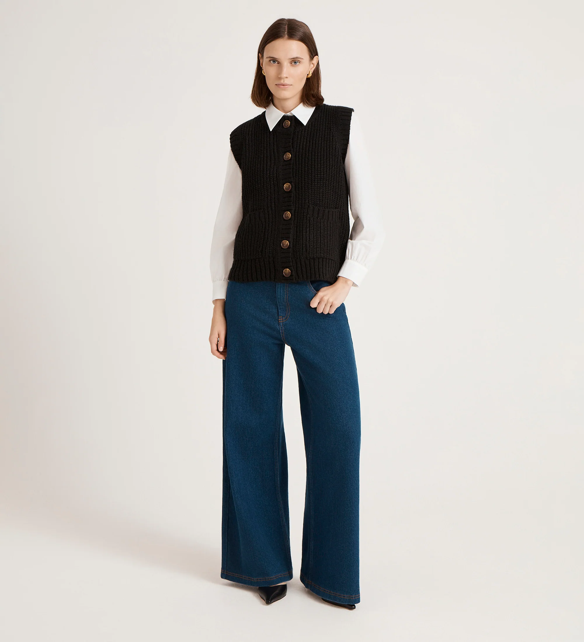 Janette Black Knitted Vest - Image 3