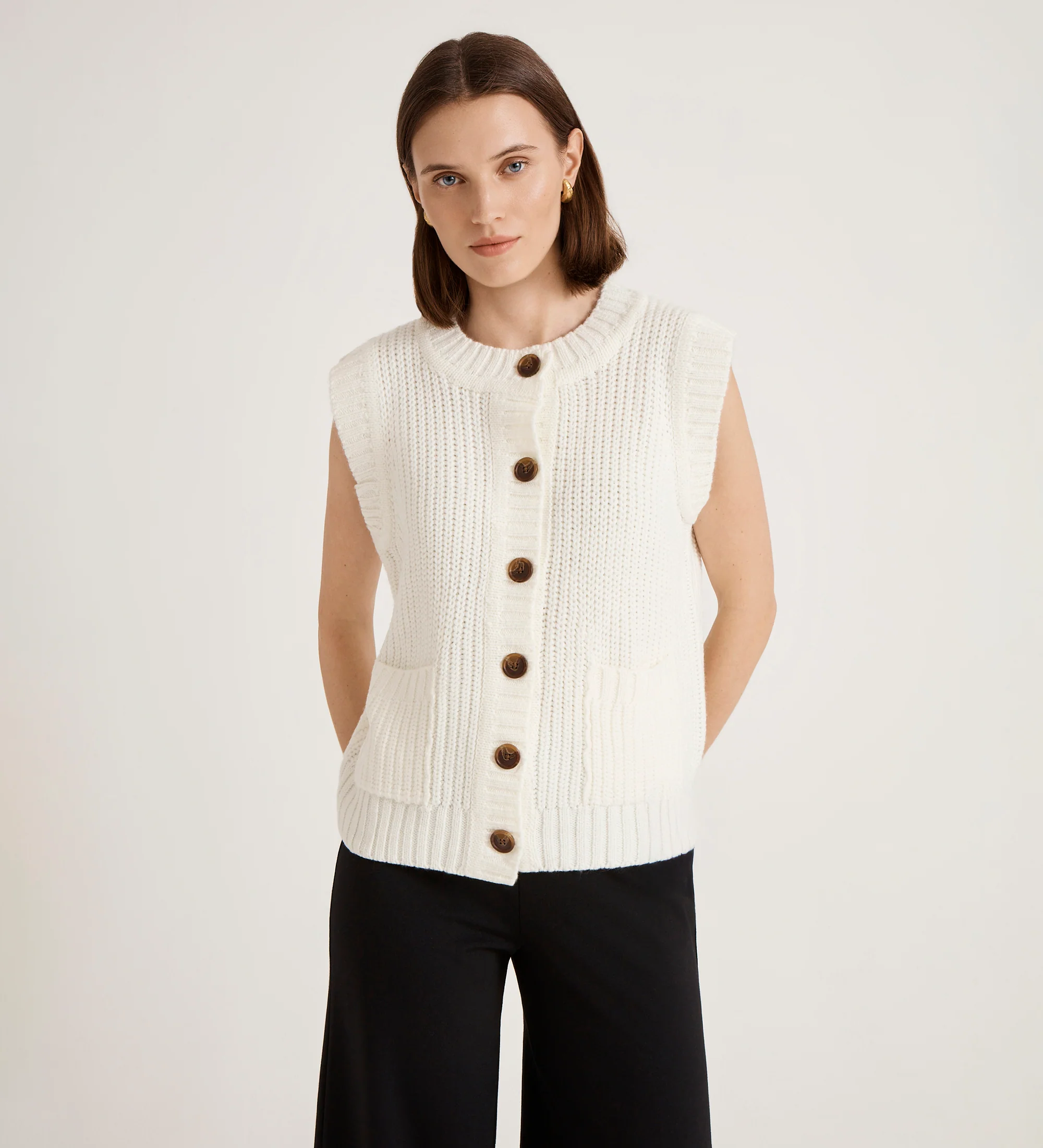 Janette Ivory Knitted Vest - Image 3