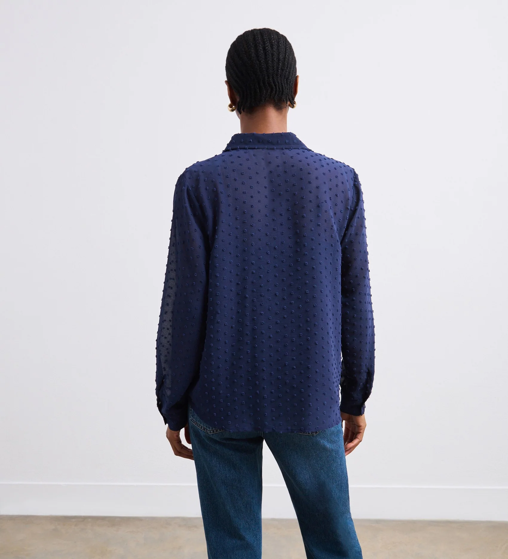 Janette Navy Chiffon Blouse With Detachable Cami - Image 6