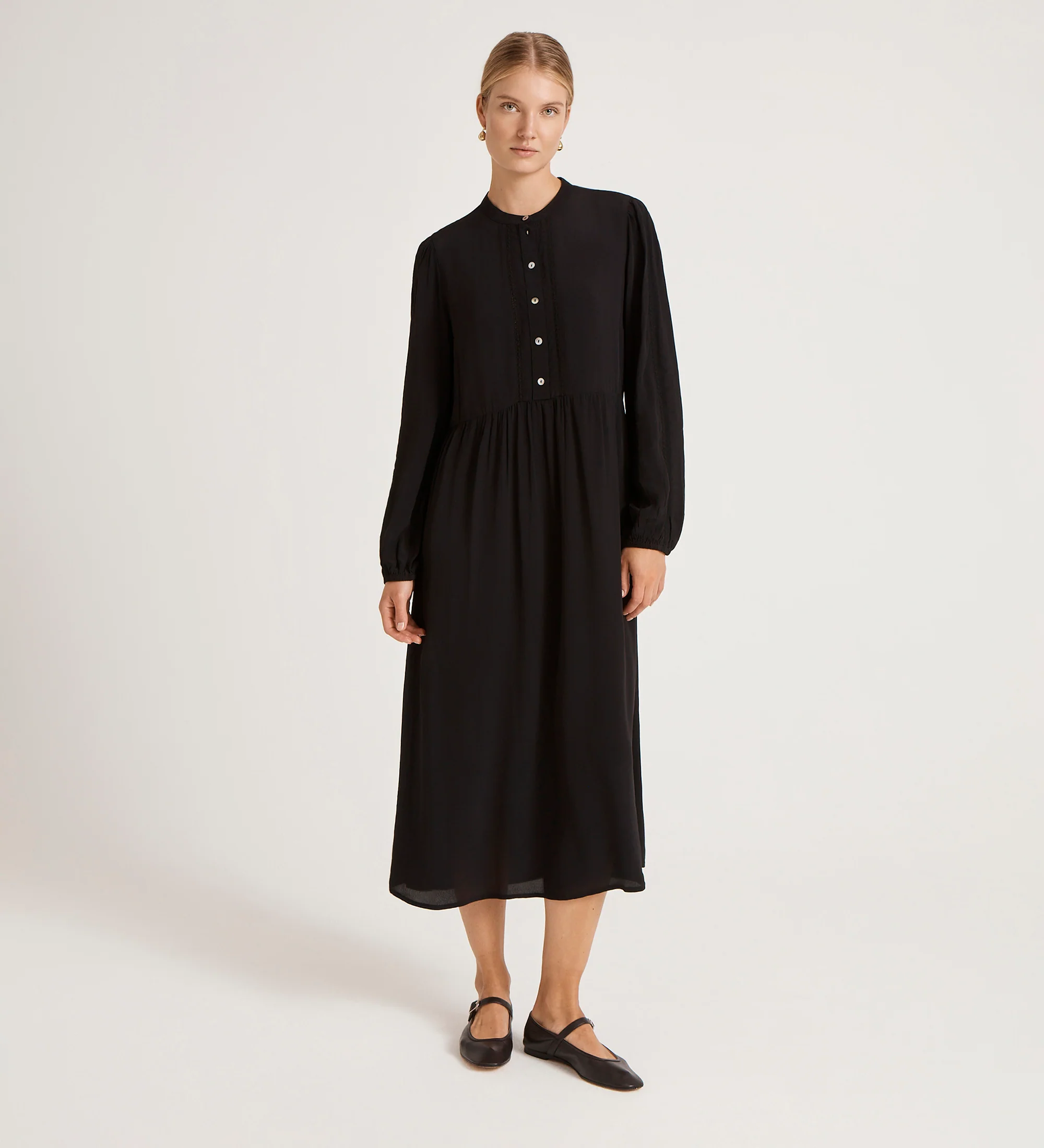 Jasmine Black Lace Trim Crepe Midi Dress - Image 4
