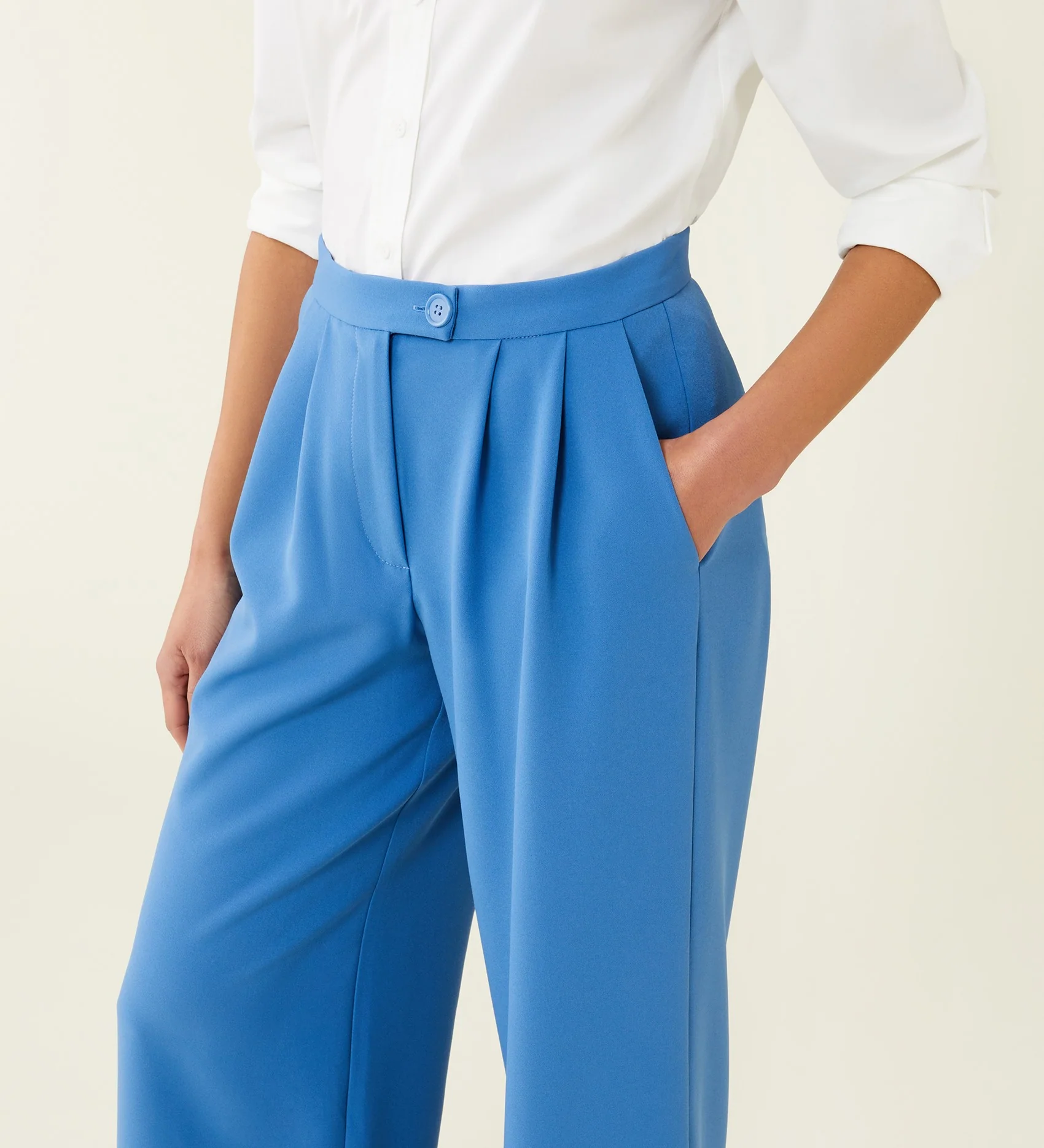 Jeanne Cornflower Blue Wide Leg Trousers - Image 3
